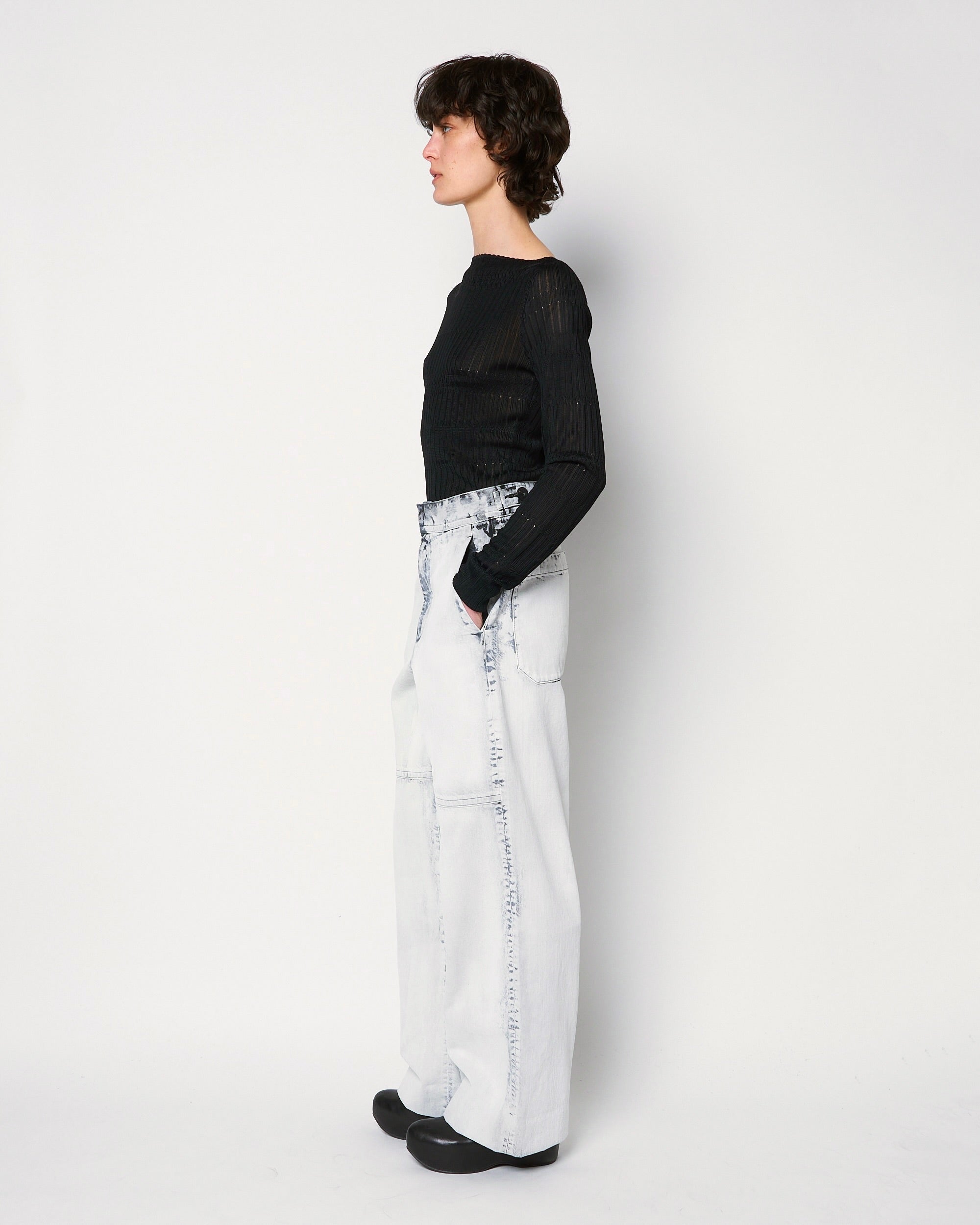 ORNELLA - BLEACHED DENIM STRAIGHT PANTS
