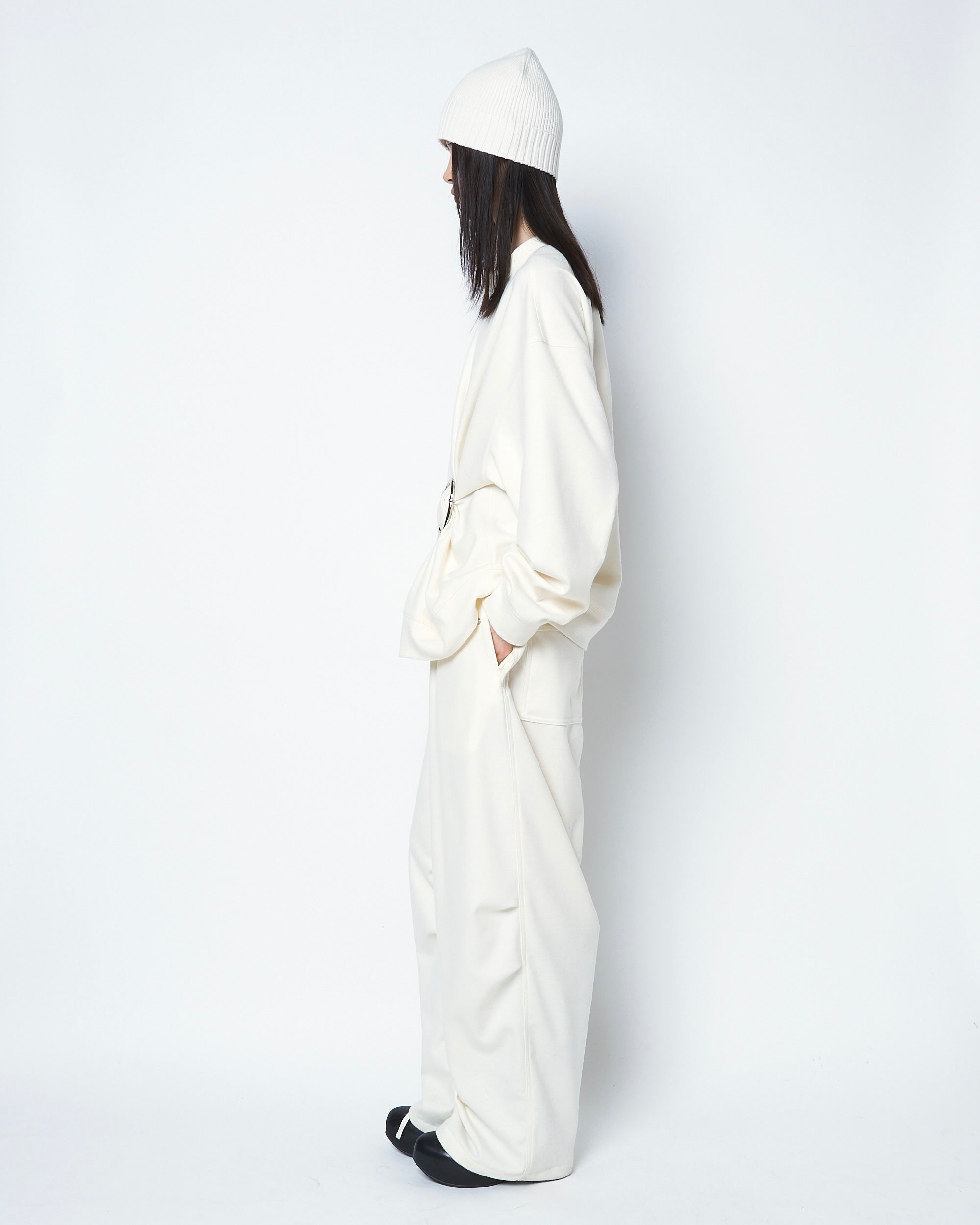 OATH - VIRGIN WOOL GATHERED SWEATER WITH BUCKLE