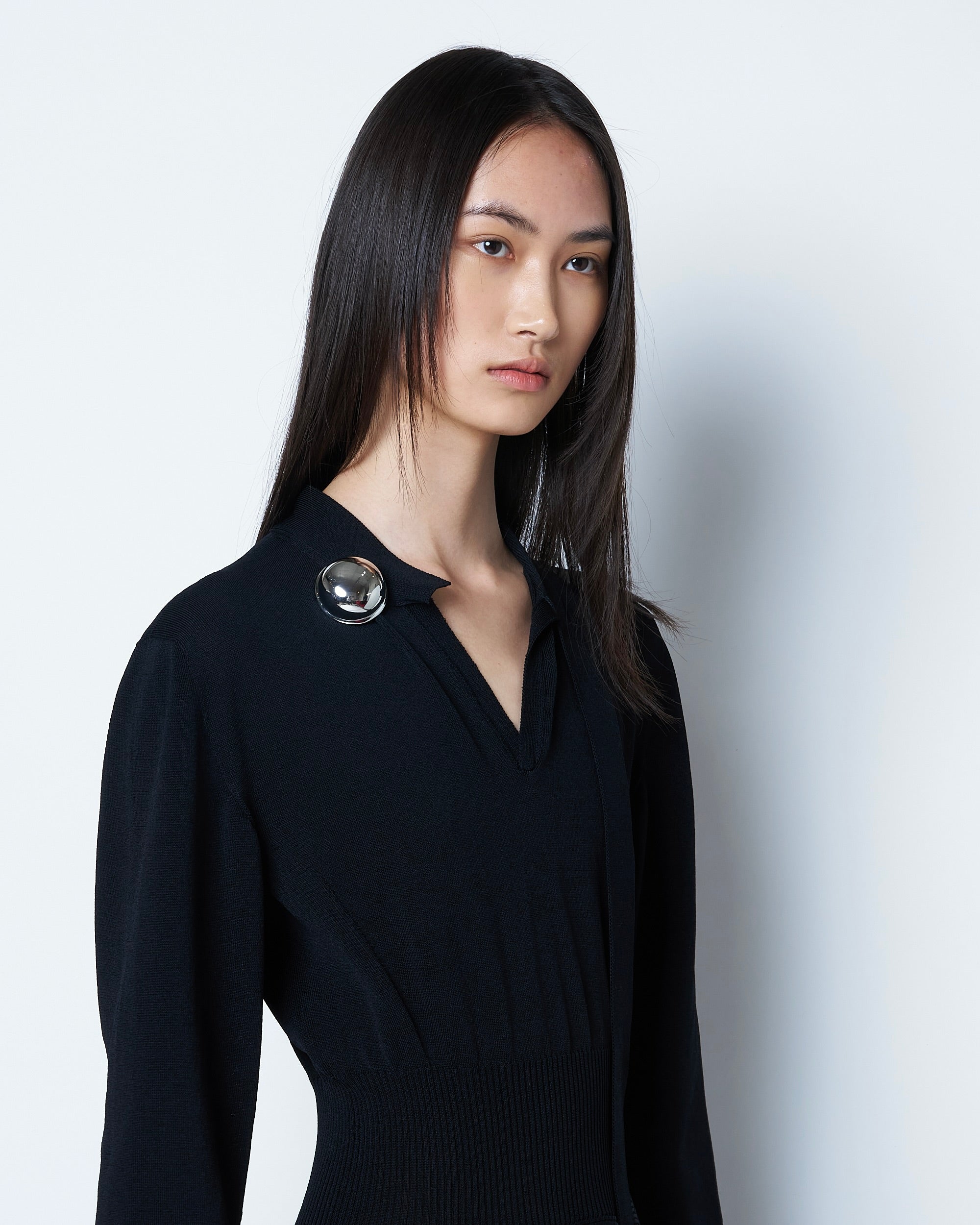 ANNA - LONG SLEEVE KNIT DRESS WITH BUTTON