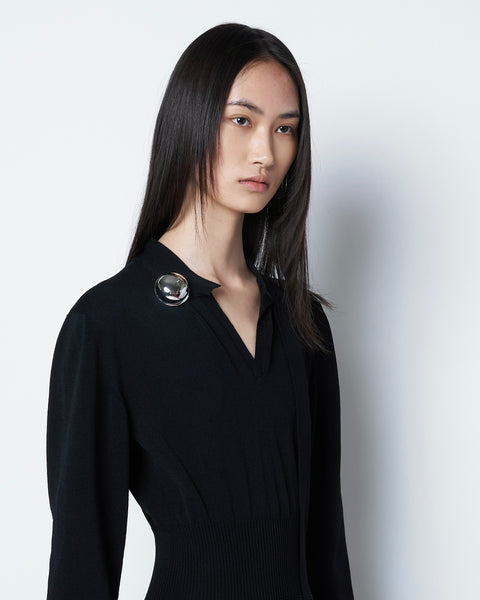 ANNA - LONG SLEEVE KNIT DRESS WITH BUTTON