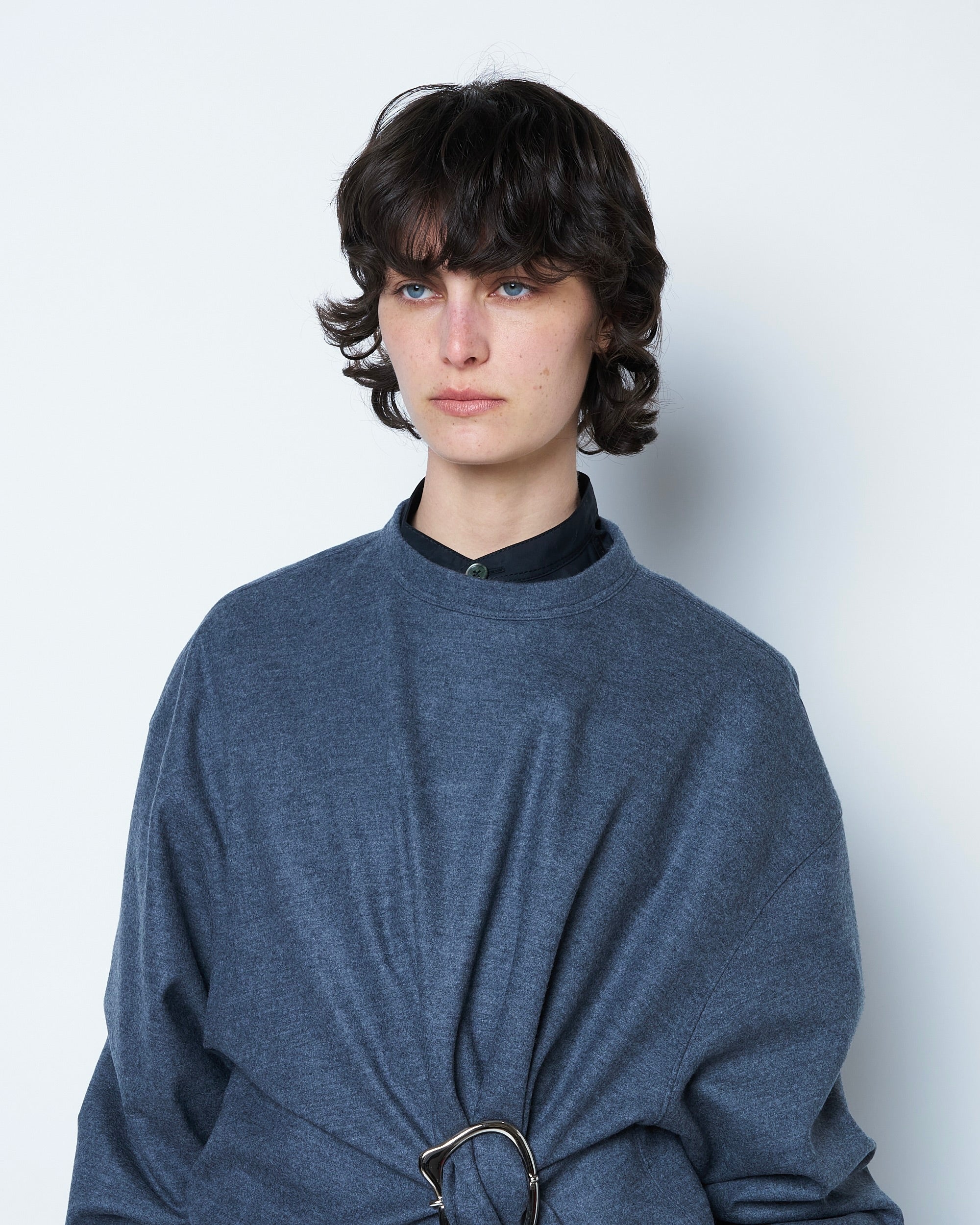 OATH - VIRGIN WOOL GATHERED SWEATER WITH BUCKLE