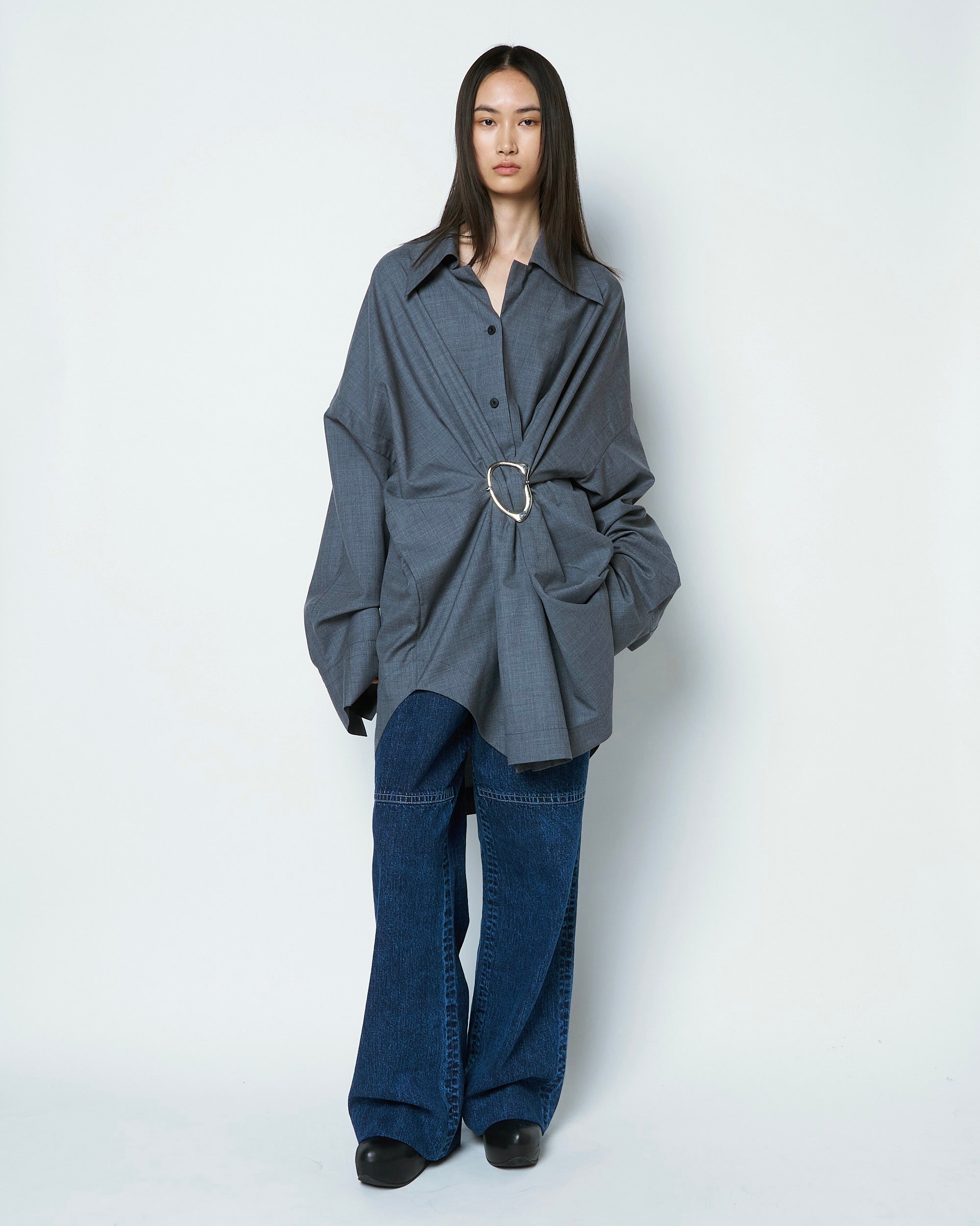 【COMING SOON】MARIALUISA - WOOL GATHERED SHIRT WITH BUCKLE