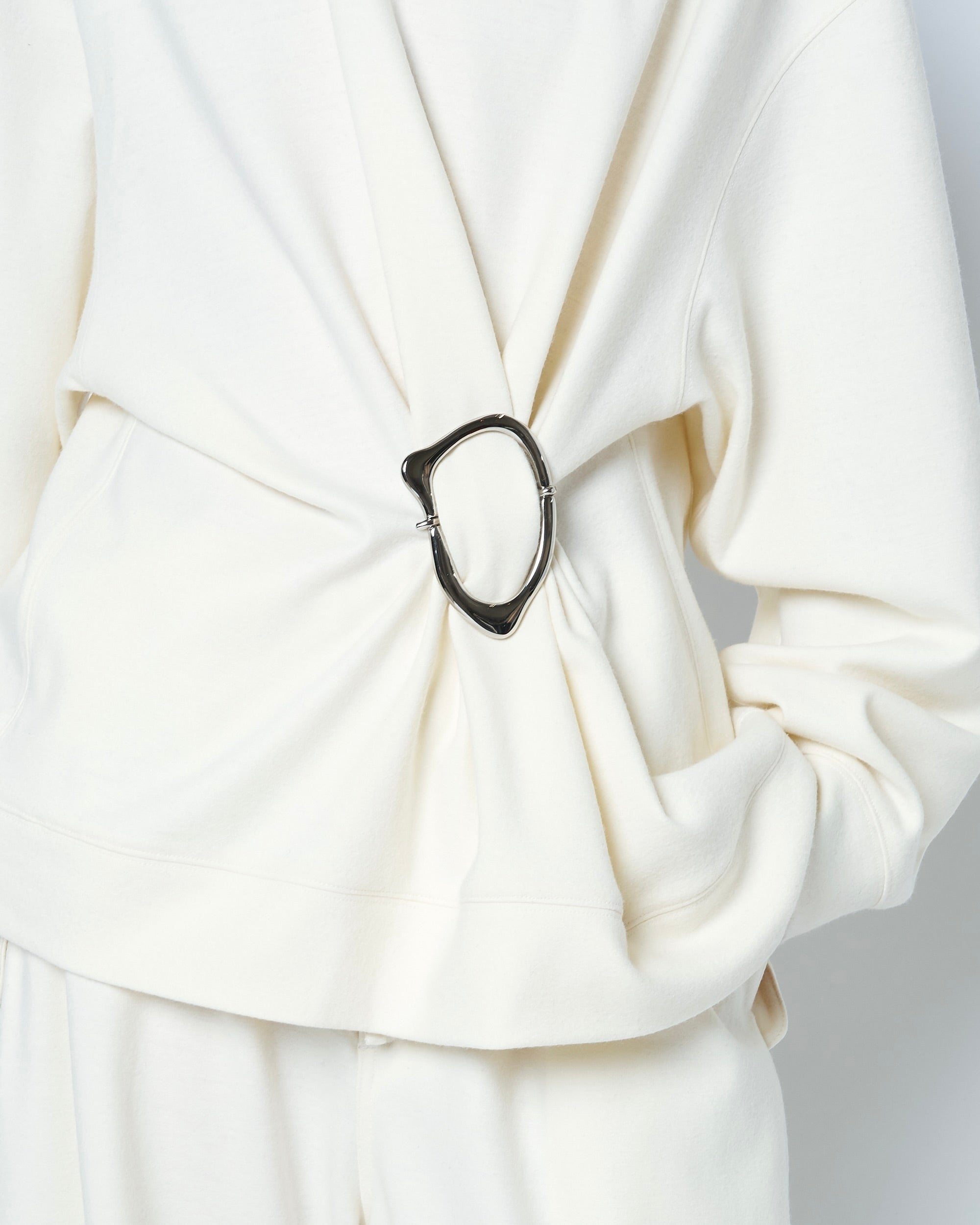 OATH - VIRGIN WOOL GATHERED SWEATER WITH BUCKLE