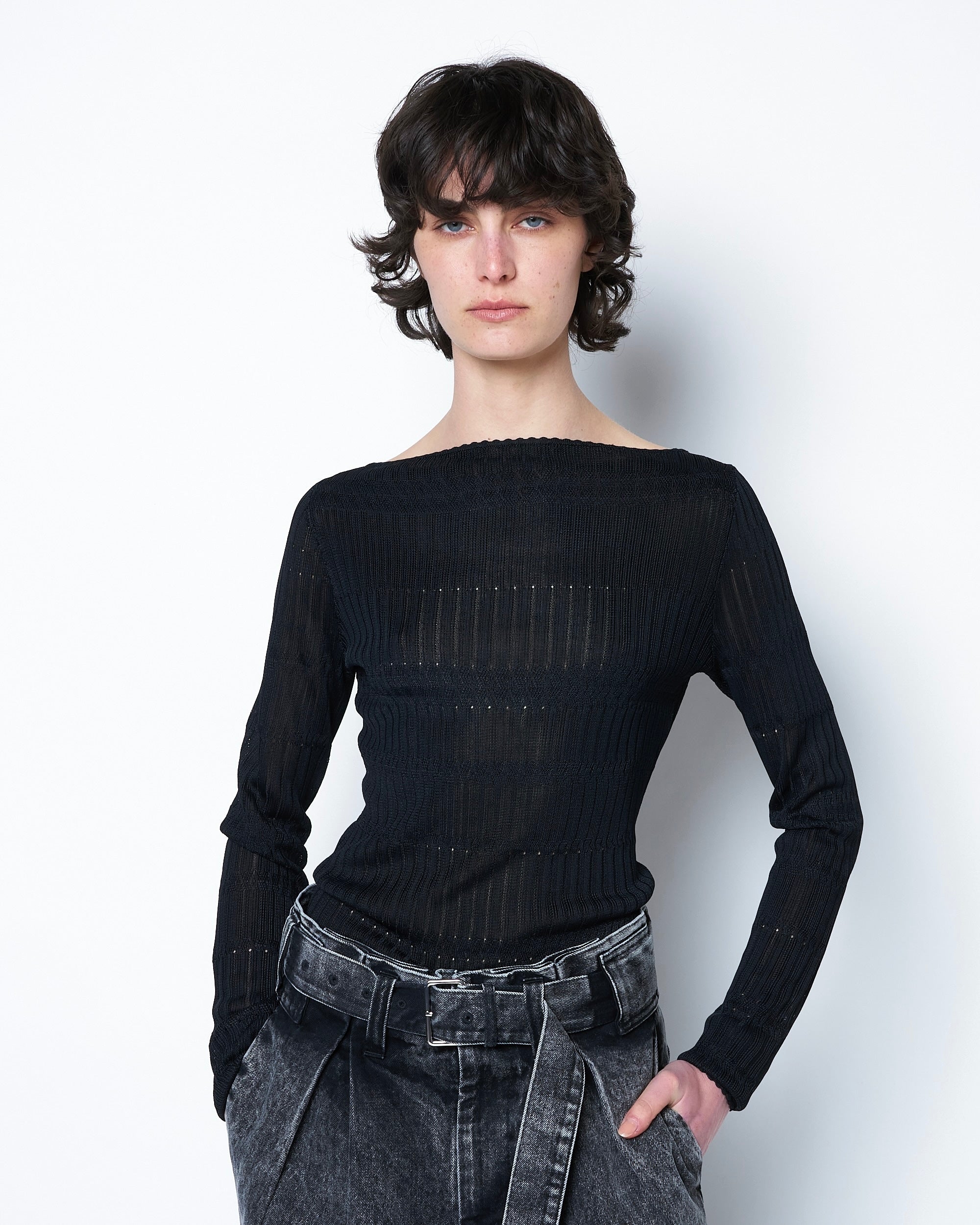 ORLA - FINE LACE PATTERN KNIT TOP
