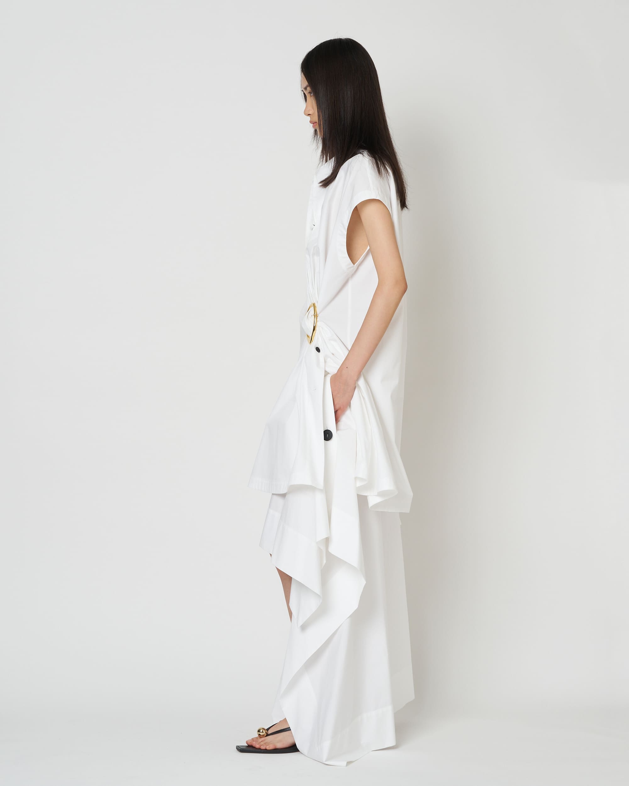 NOA - COTTON GATHERED TOP WITH BUCKLE