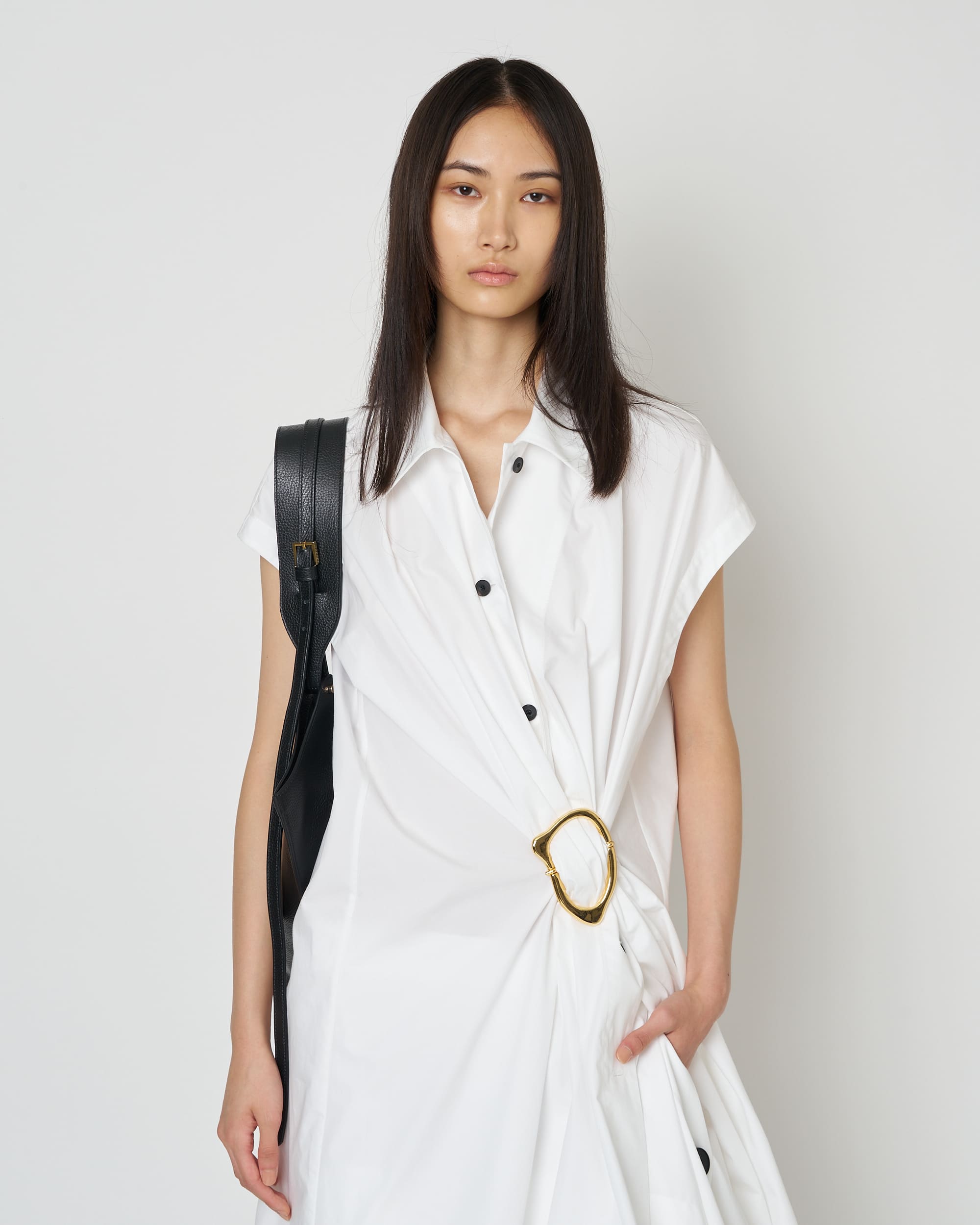 NOA - COTTON GATHERED TOP WITH BUCKLE