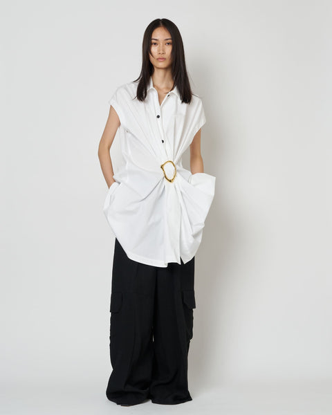 NOA - COTTON GATHERED TOP WITH BUCKLE