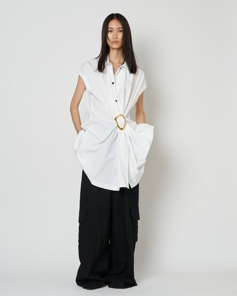 【PRE ORDER】NOA - COTTON GATHERED TOP WITH BUCKLE