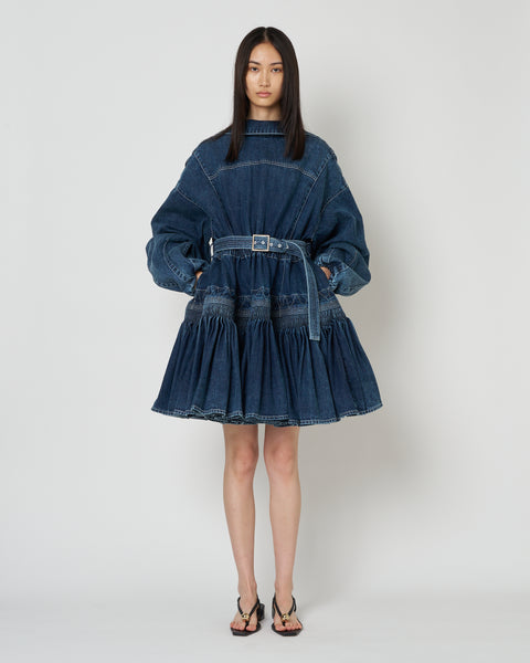 【PRE ORDER】NALITA - SMOCK EMBROIDERY DENIM DRESS
