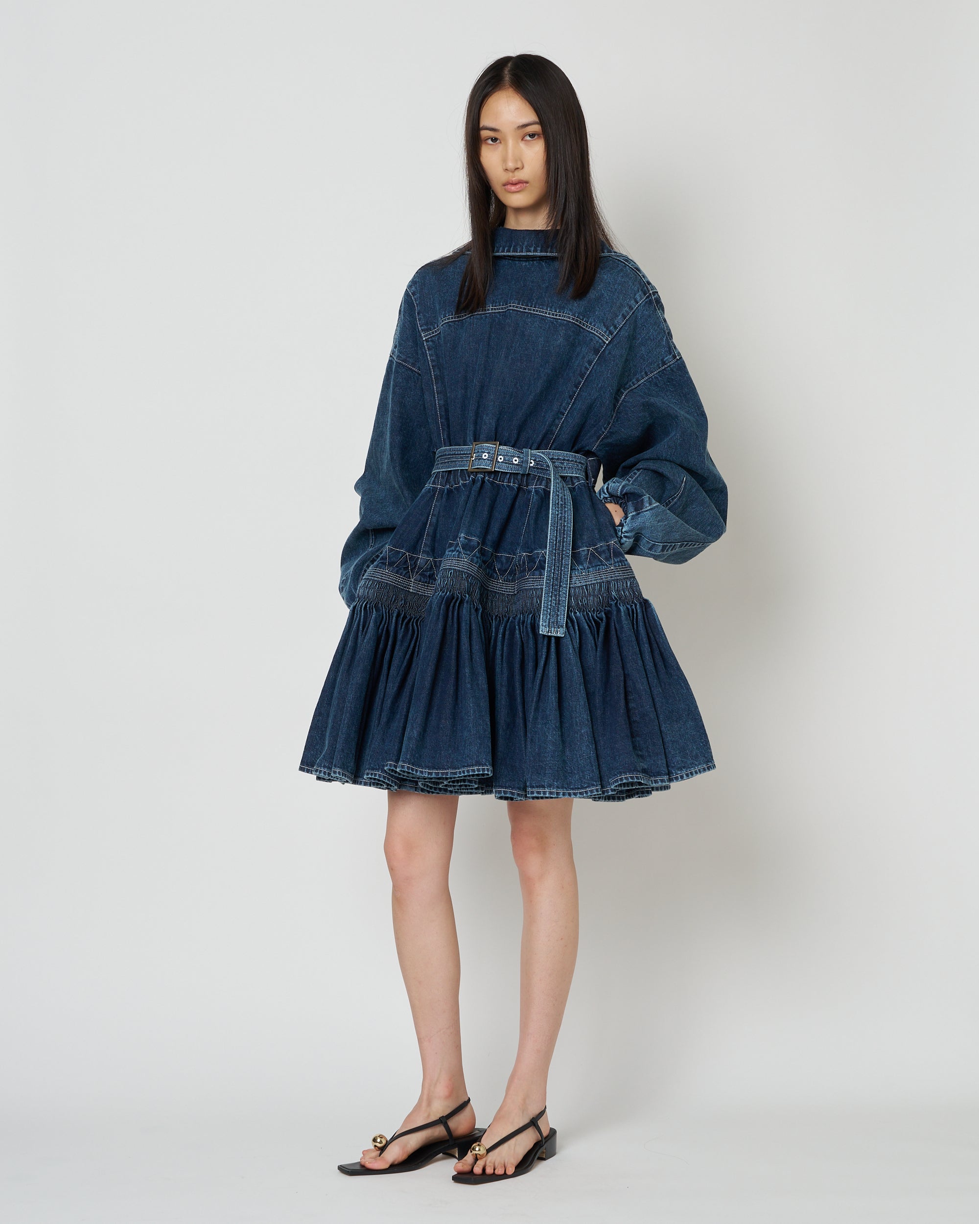 【PRE ORDER】NALITA - SMOCK EMBROIDERY DENIM DRESS