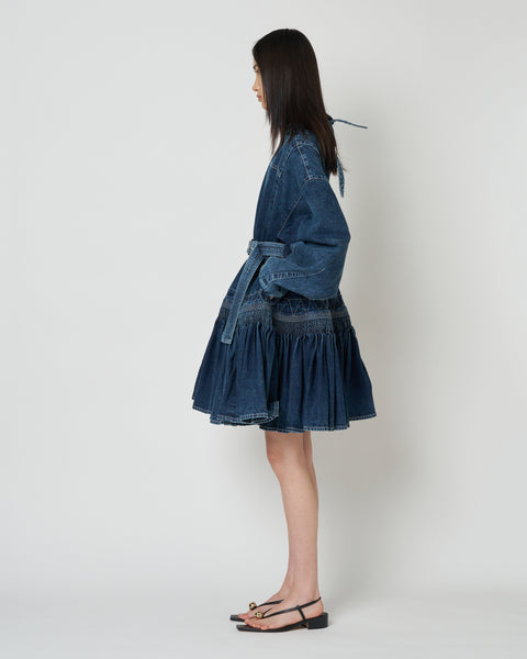【PRE ORDER】NALITA - SMOCK EMBROIDERY DENIM DRESS