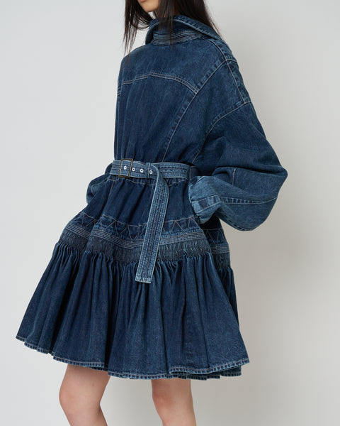 【PRE ORDER】NALITA - SMOCK EMBROIDERY DENIM DRESS
