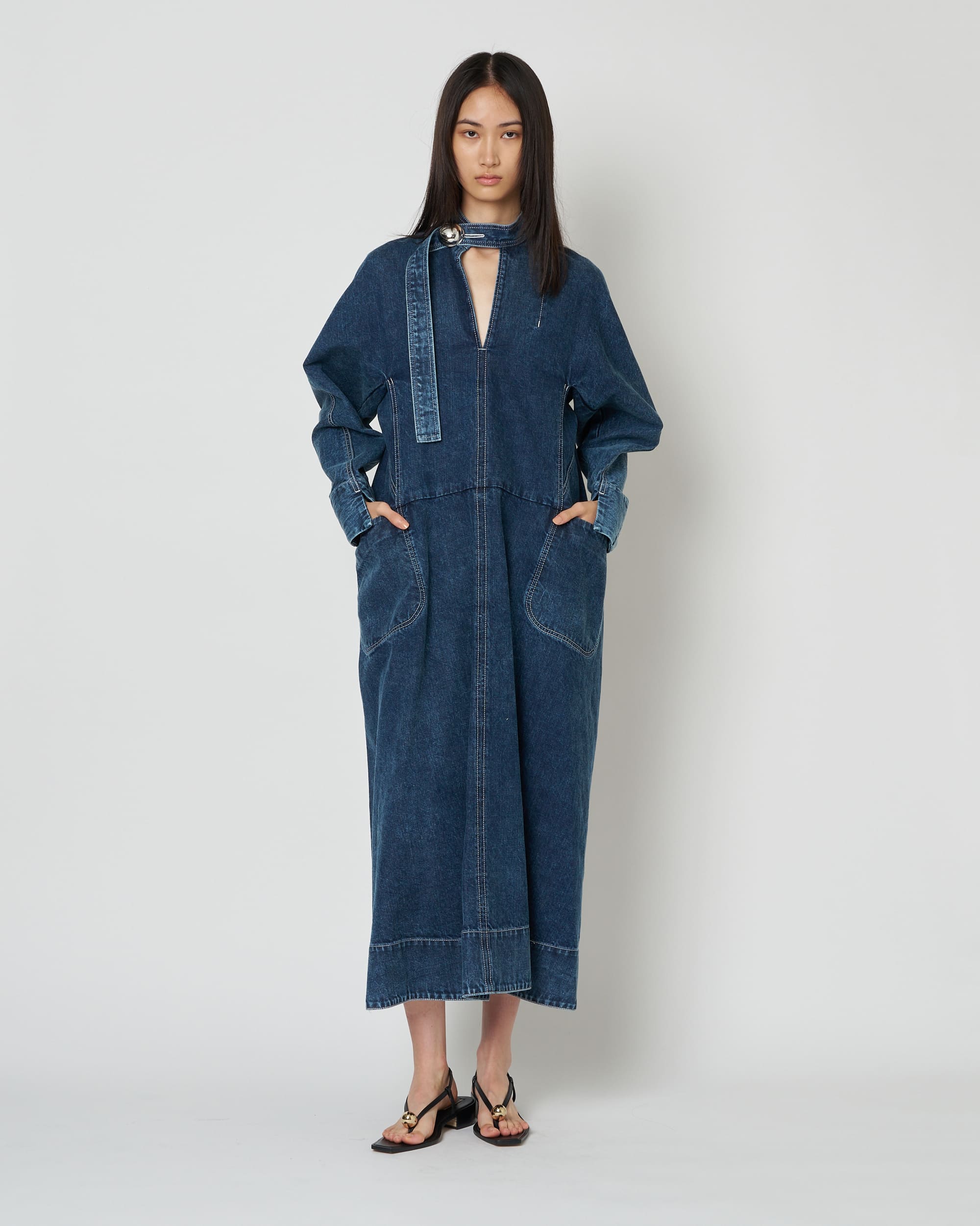 ELIANA - ROUND SHAPED VOLUME DENIM DRESS