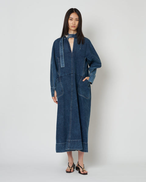 ELIANA - ROUND SHAPED VOLUME DENIM DRESS