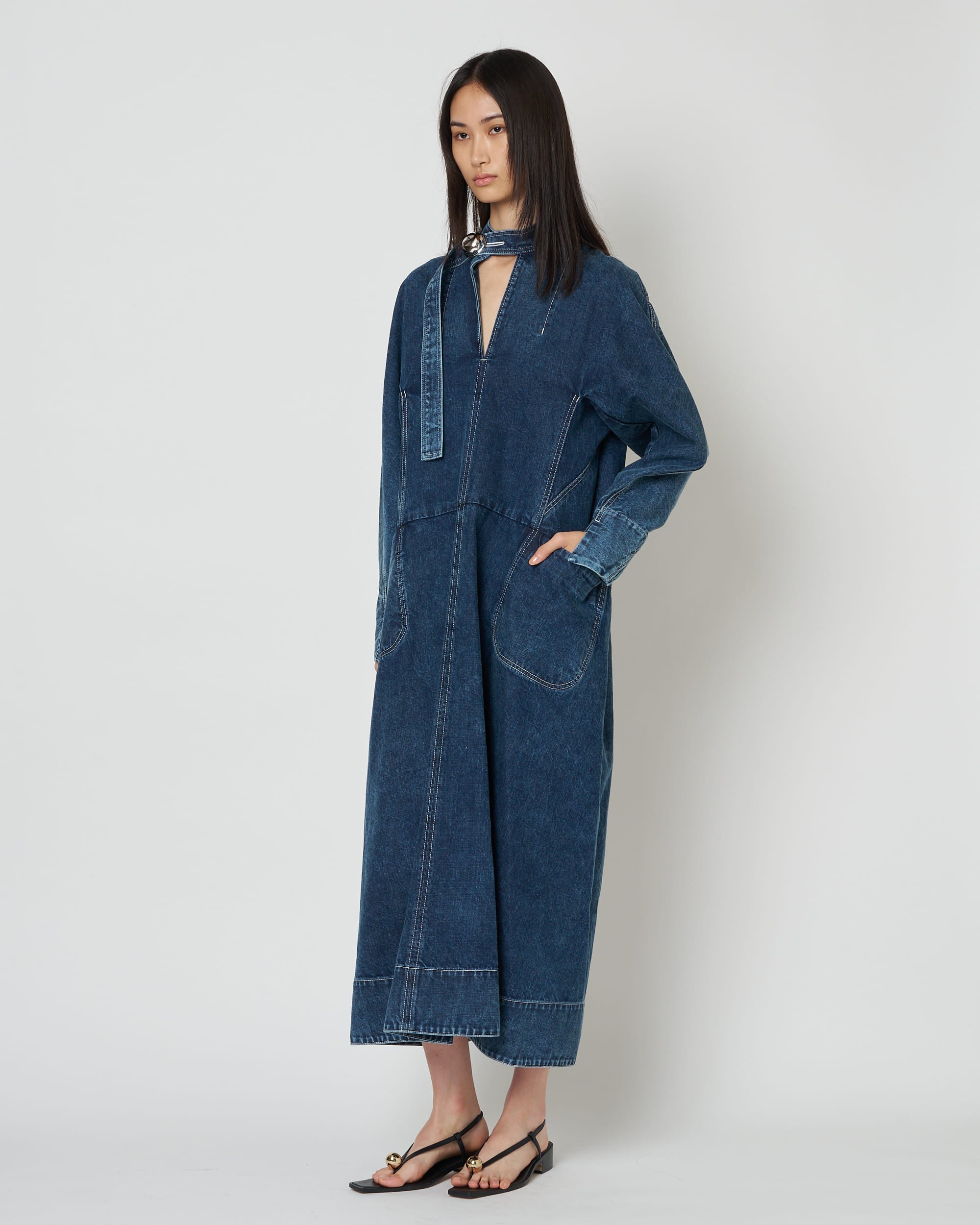 ELIANA - ROUND SHAPED VOLUME DENIM DRESS