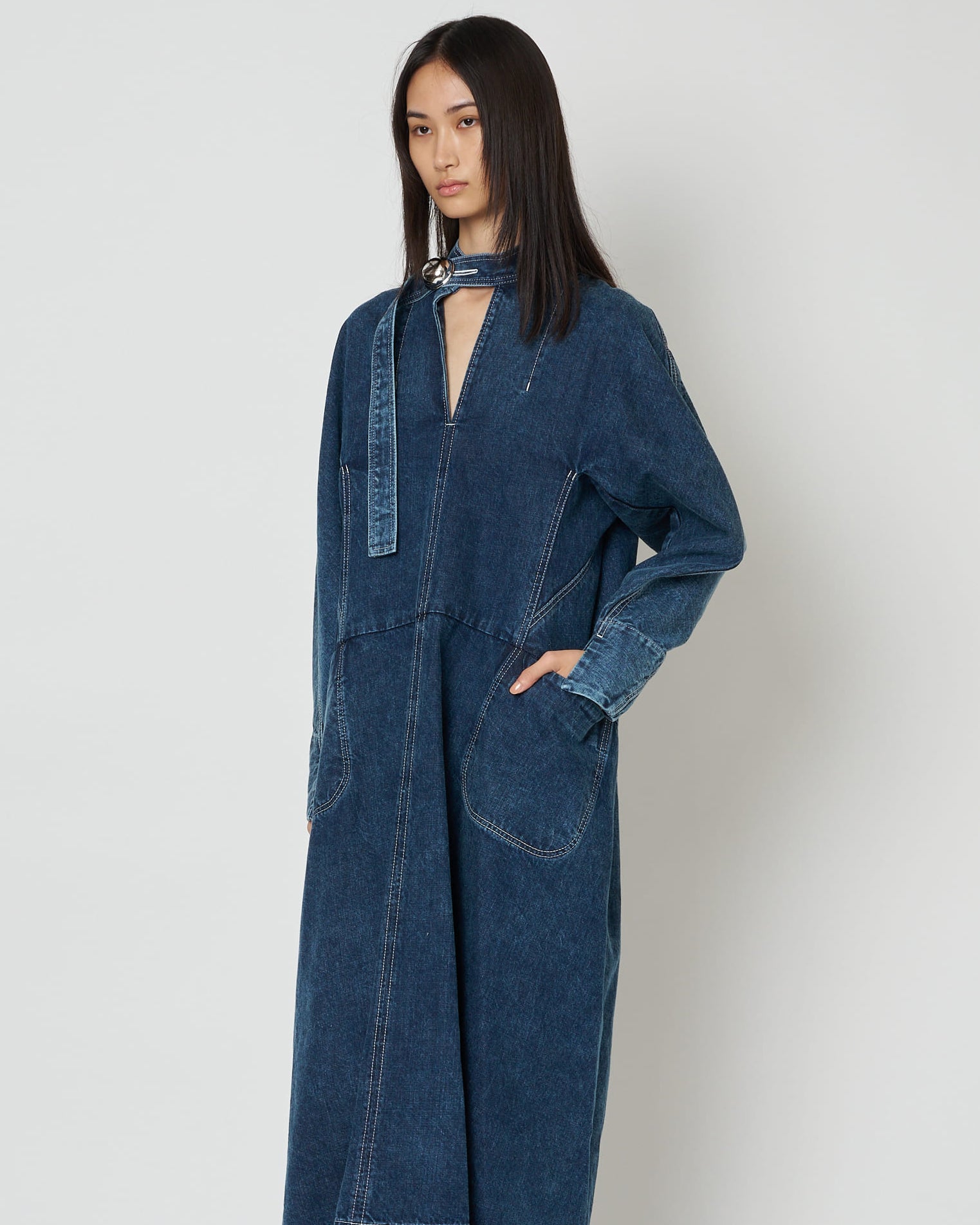 ELIANA - ROUND SHAPED VOLUME DENIM DRESS
