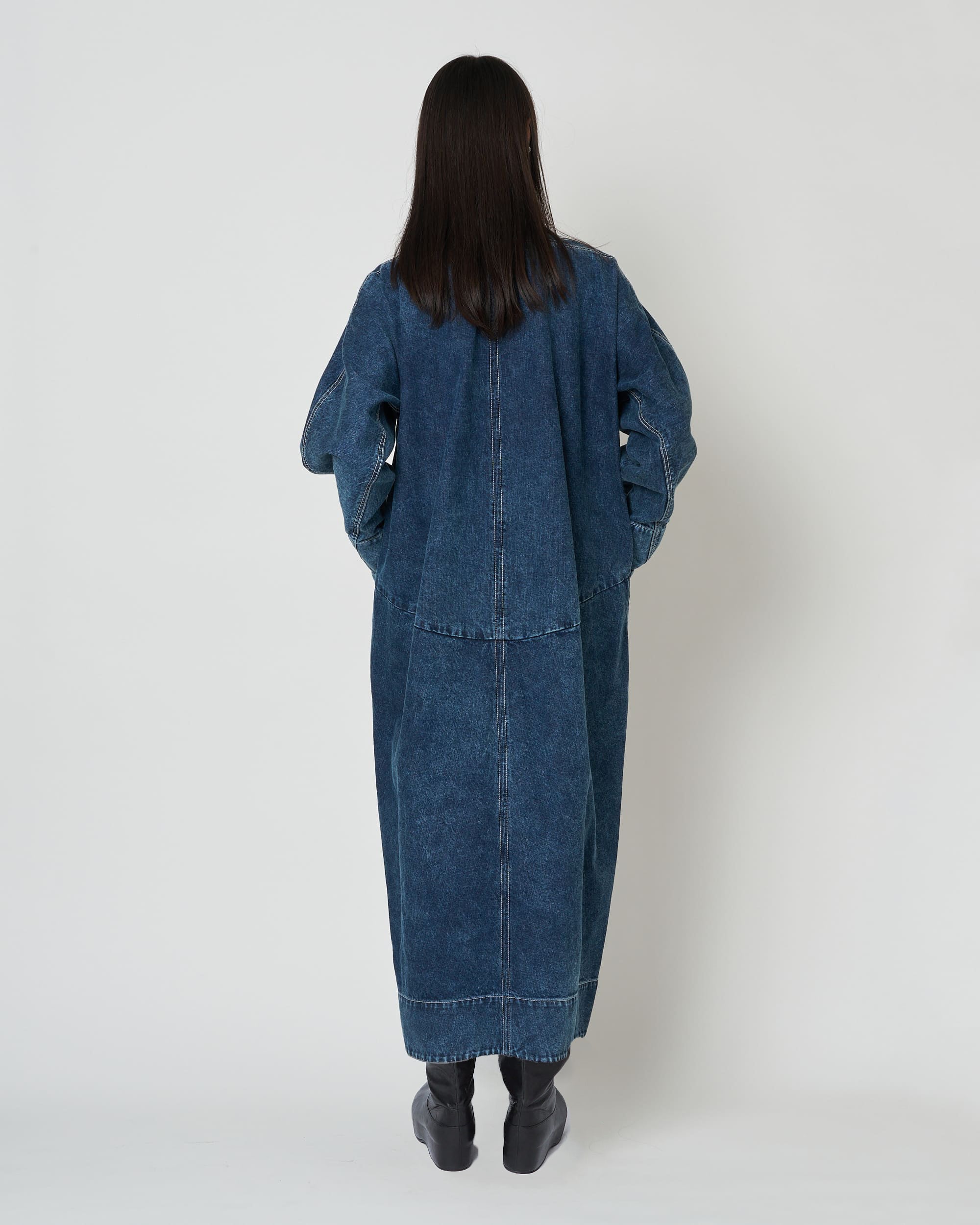 ELIANA - ROUND SHAPED VOLUME DENIM DRESS