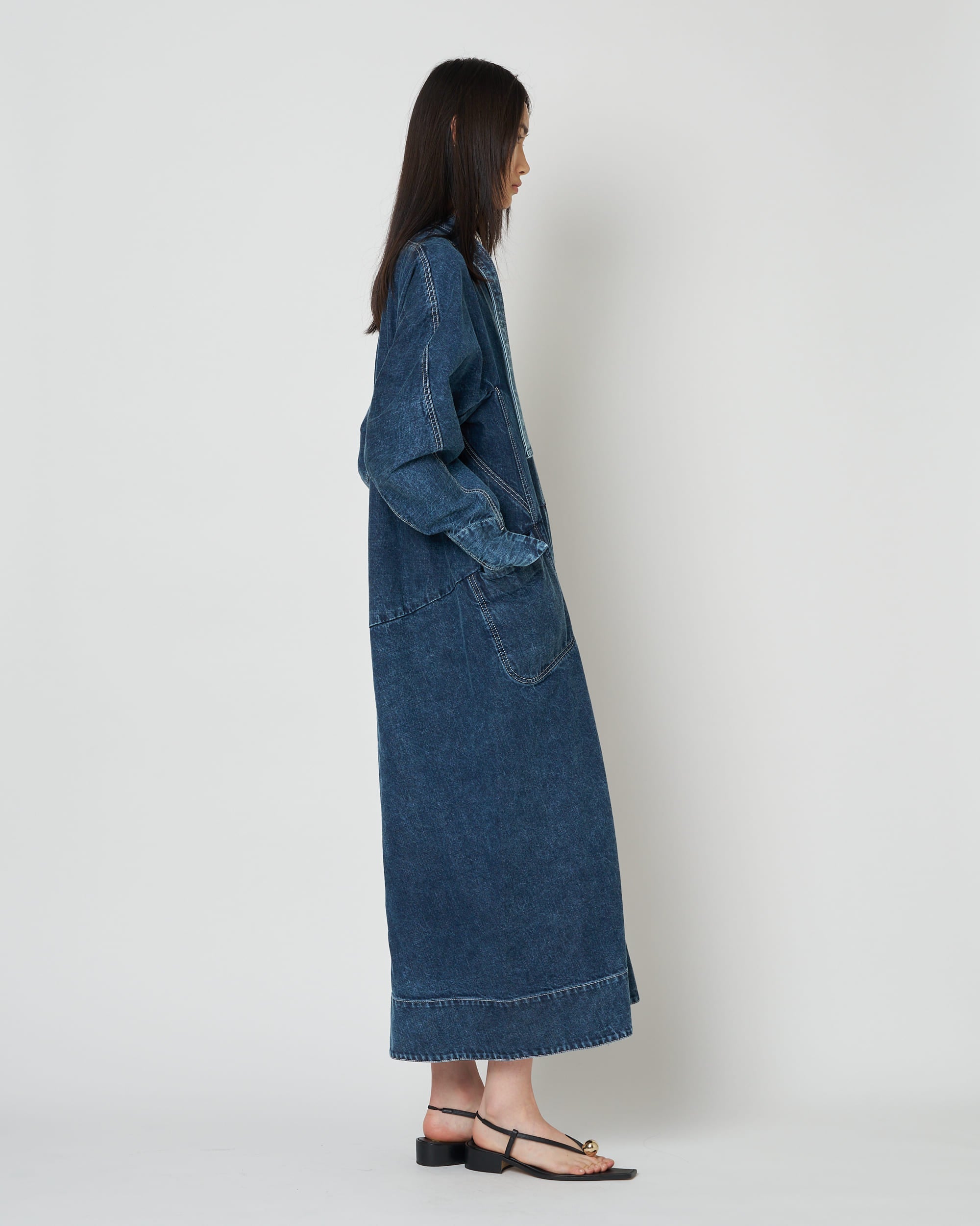 ELIANA - ROUND SHAPED VOLUME DENIM DRESS