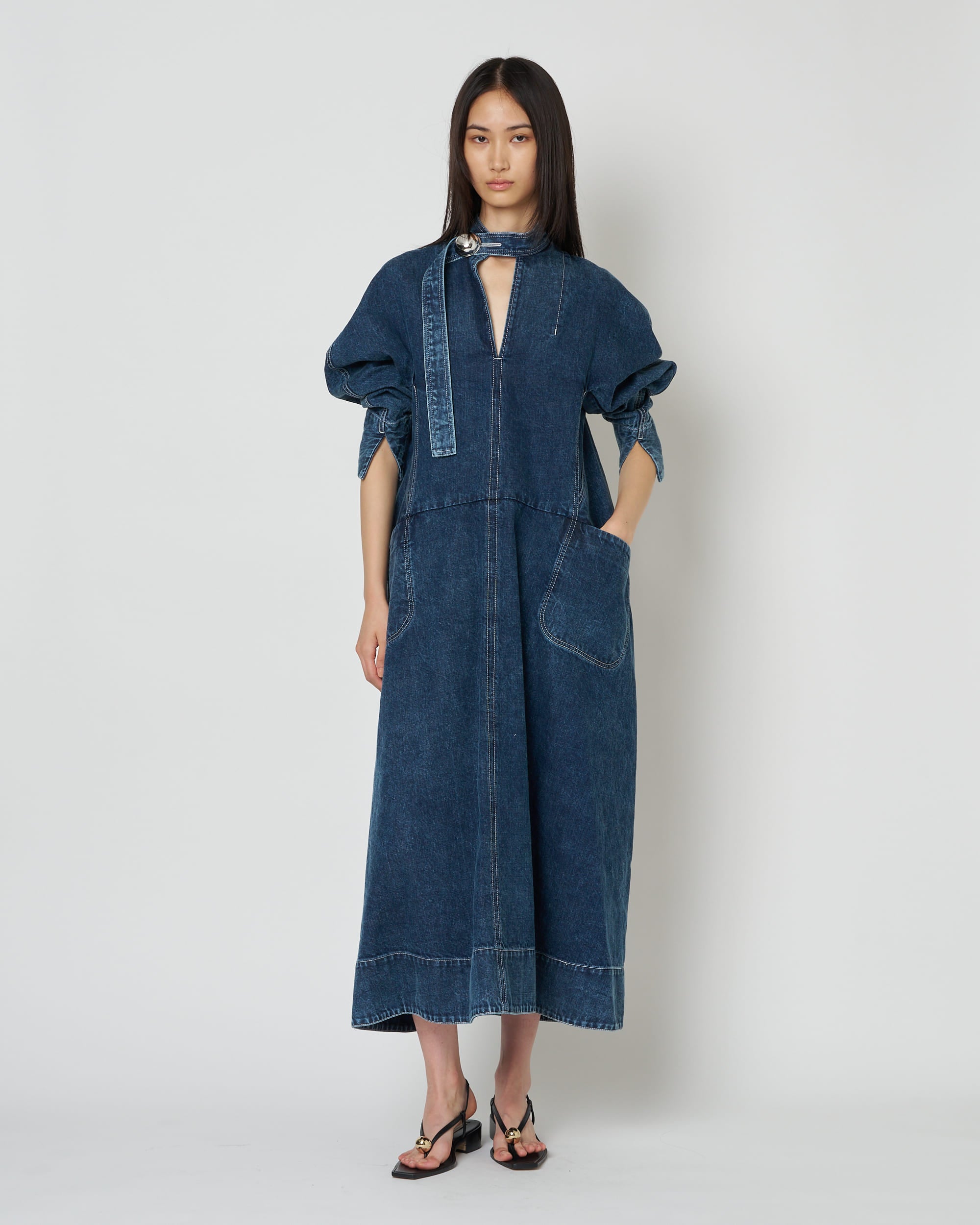 ELIANA - ROUND SHAPED VOLUME DENIM DRESS
