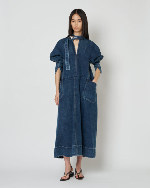 ELIANA - ROUND SHAPED VOLUME DENIM DRESS