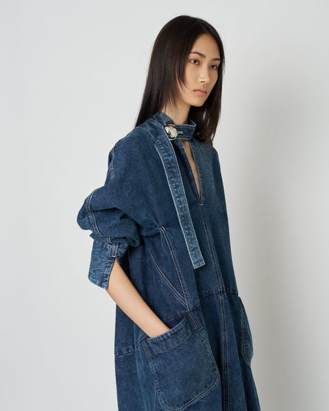 ELIANA - ROUND SHAPED VOLUME DENIM DRESS