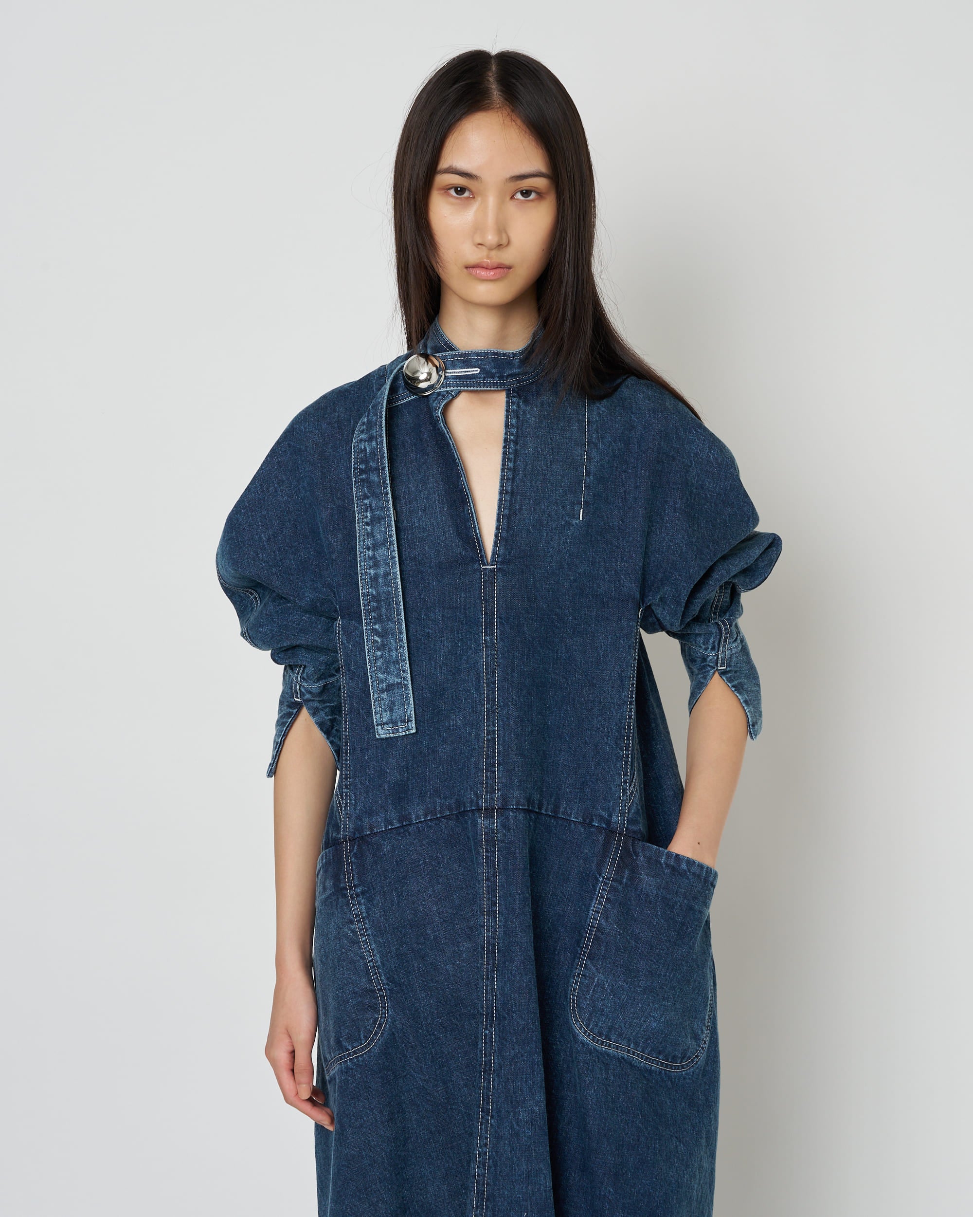 ELIANA - ROUND SHAPED VOLUME DENIM DRESS