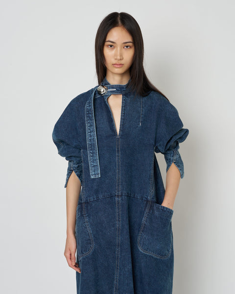 ELIANA - ROUND SHAPED VOLUME DENIM DRESS