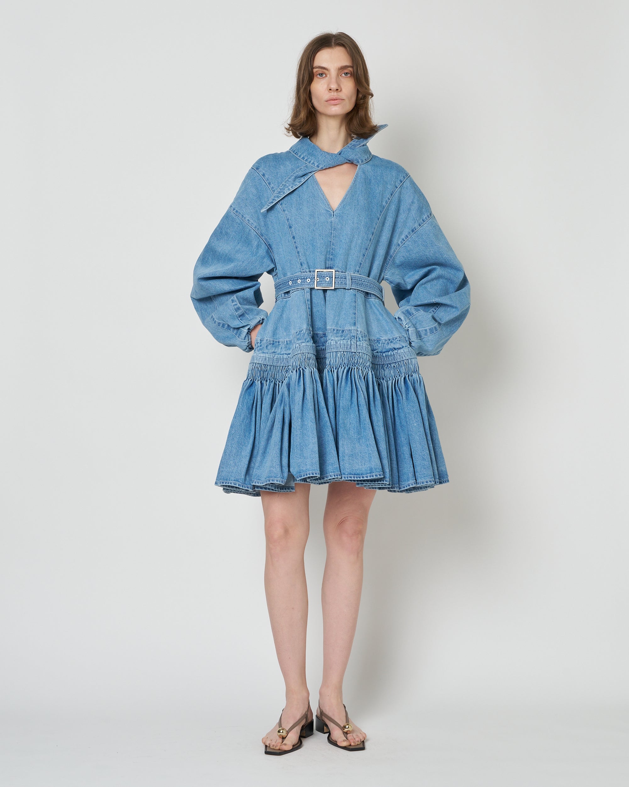 【PRE ORDER】NALITA - SMOCK EMBROIDERY DENIM DRESS
