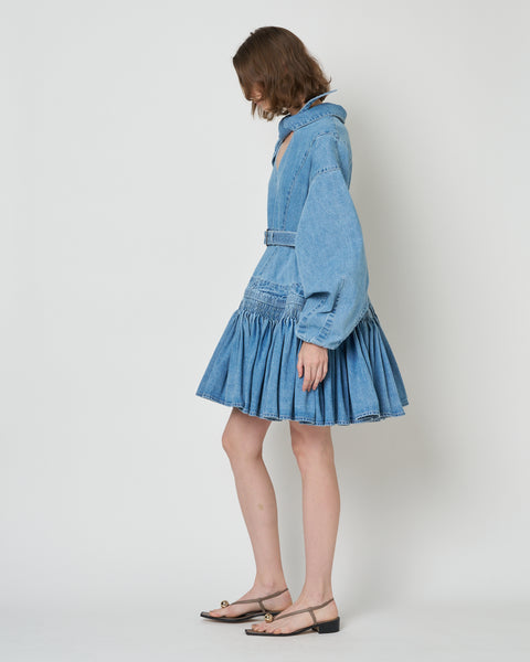 【PRE ORDER】NALITA - SMOCK EMBROIDERY DENIM DRESS