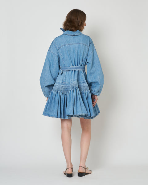 【PRE ORDER】NALITA - SMOCK EMBROIDERY DENIM DRESS