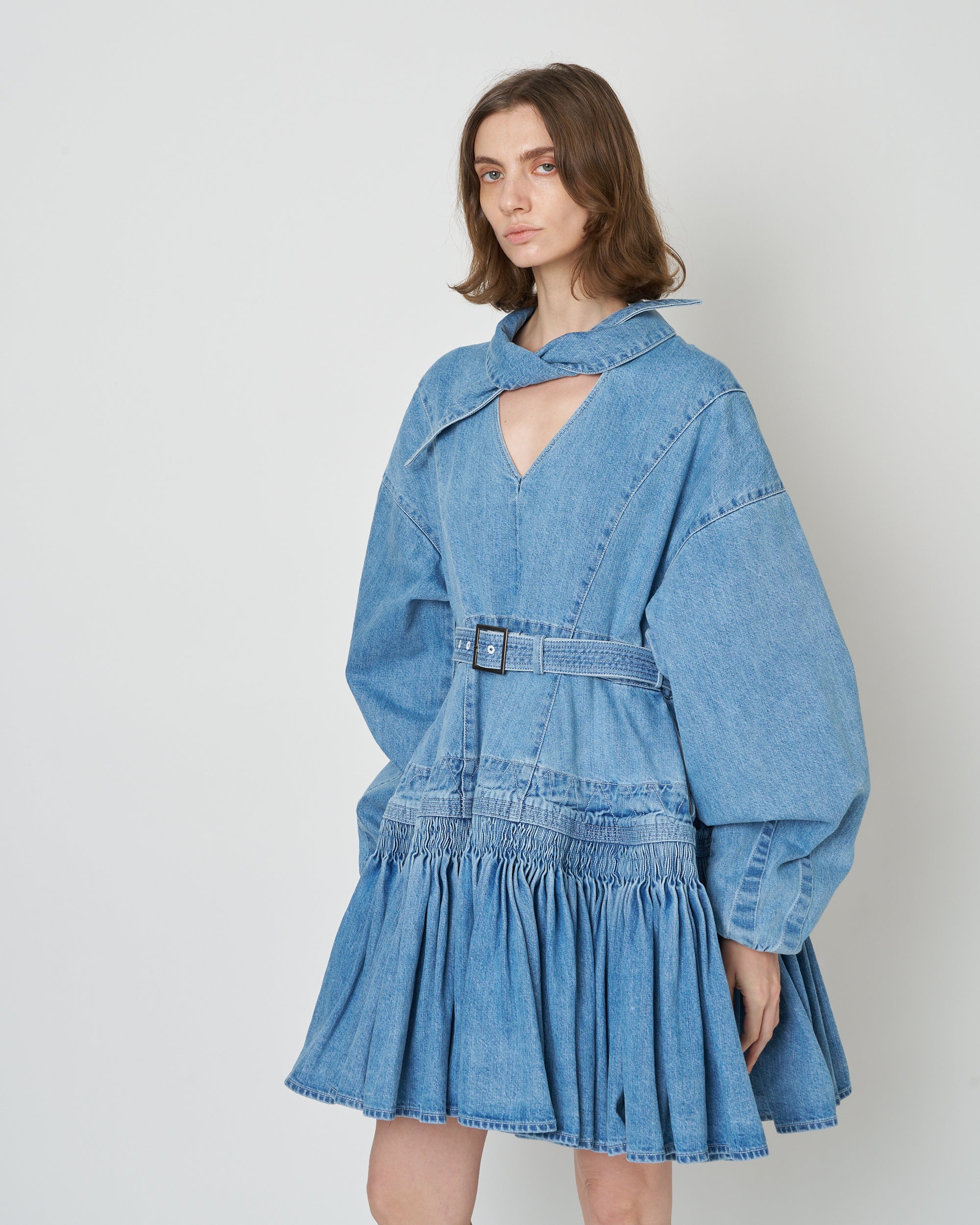 【PRE ORDER】NALITA - SMOCK EMBROIDERY DENIM DRESS