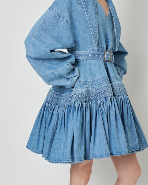 【PRE ORDER】NALITA - SMOCK EMBROIDERY DENIM DRESS