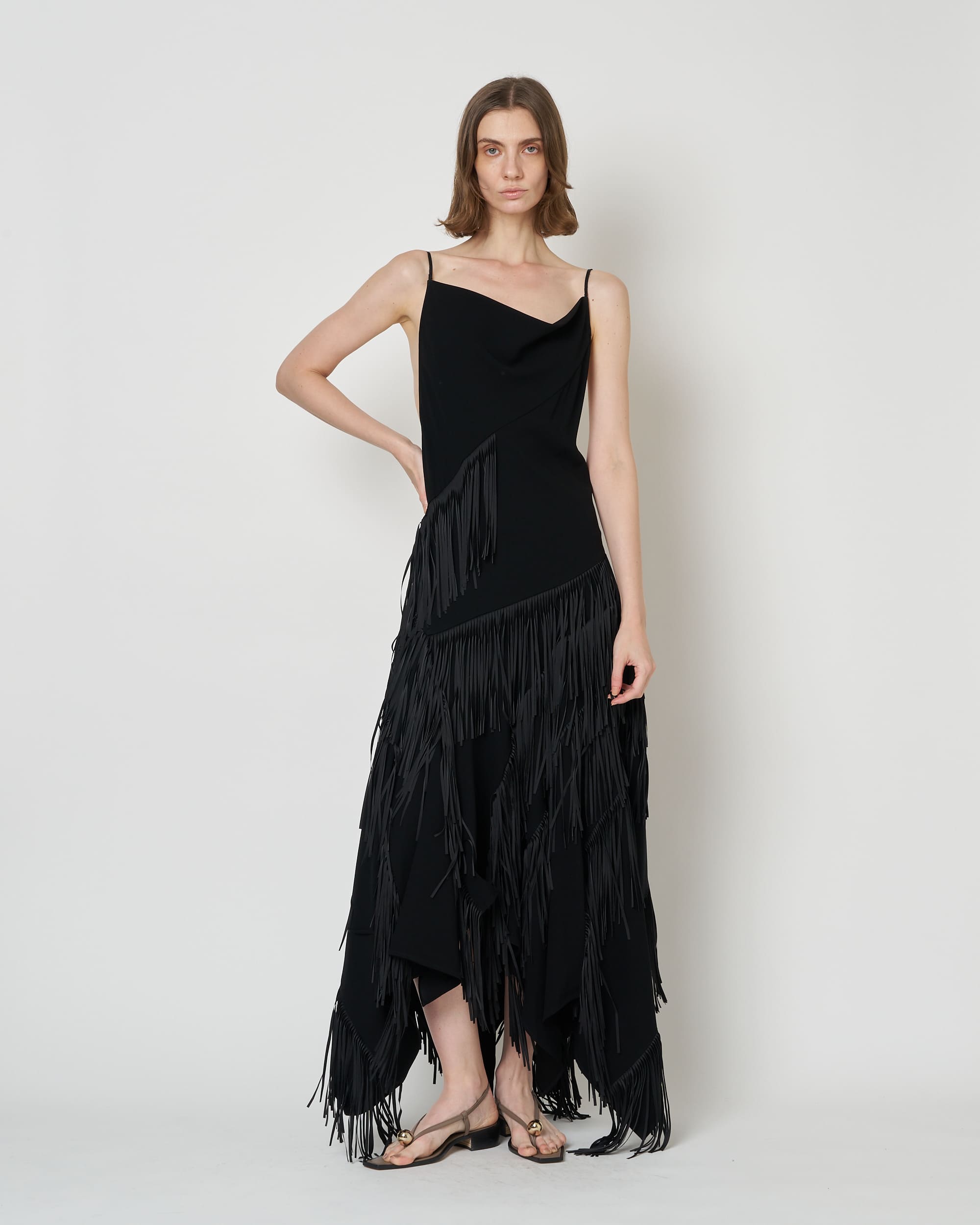 NOCTIS - ASYMMETRY FRINGE STRAP DRESS (SOLD OUT)