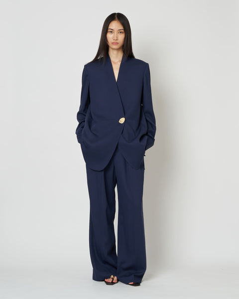 HARU - COLLARLESS SUMMER WOOL TAILORED BLAZER