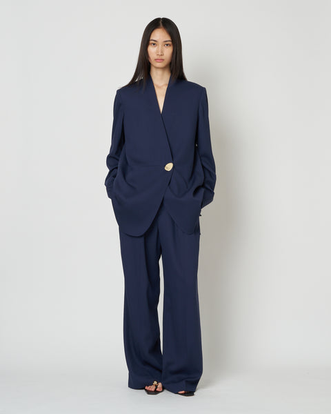 【PRE ORDER】HARU - COLLARLESS SUMMER WOOL TAILORED BLAZER