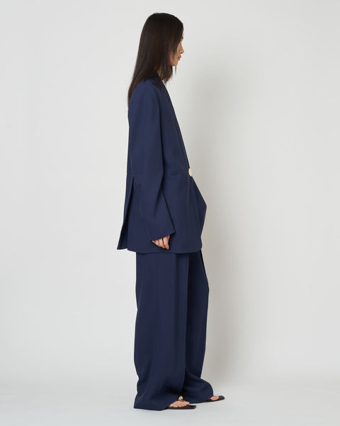HARU - COLLARLESS SUMMER WOOL TAILORED BLAZER