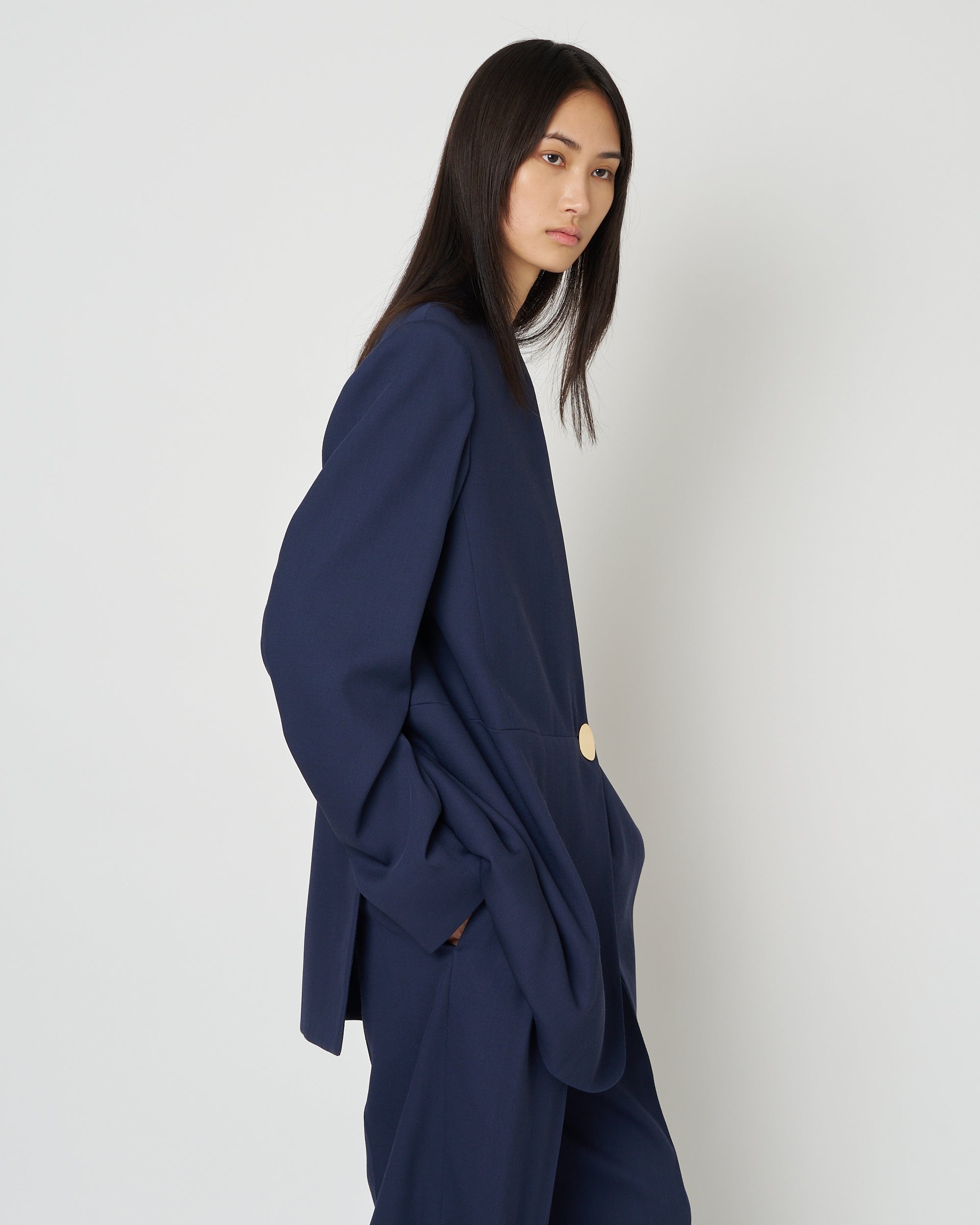 【PRE ORDER】HARU - COLLARLESS SUMMER WOOL TAILORED BLAZER