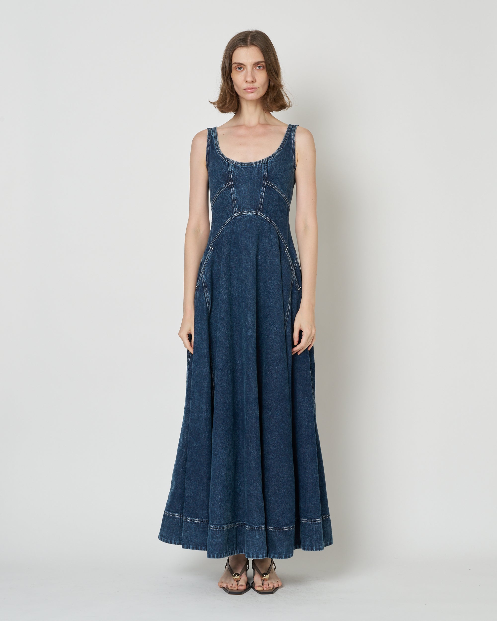 【PRE ORDER】NALEEN - ROUND NECK DENIM DRESS