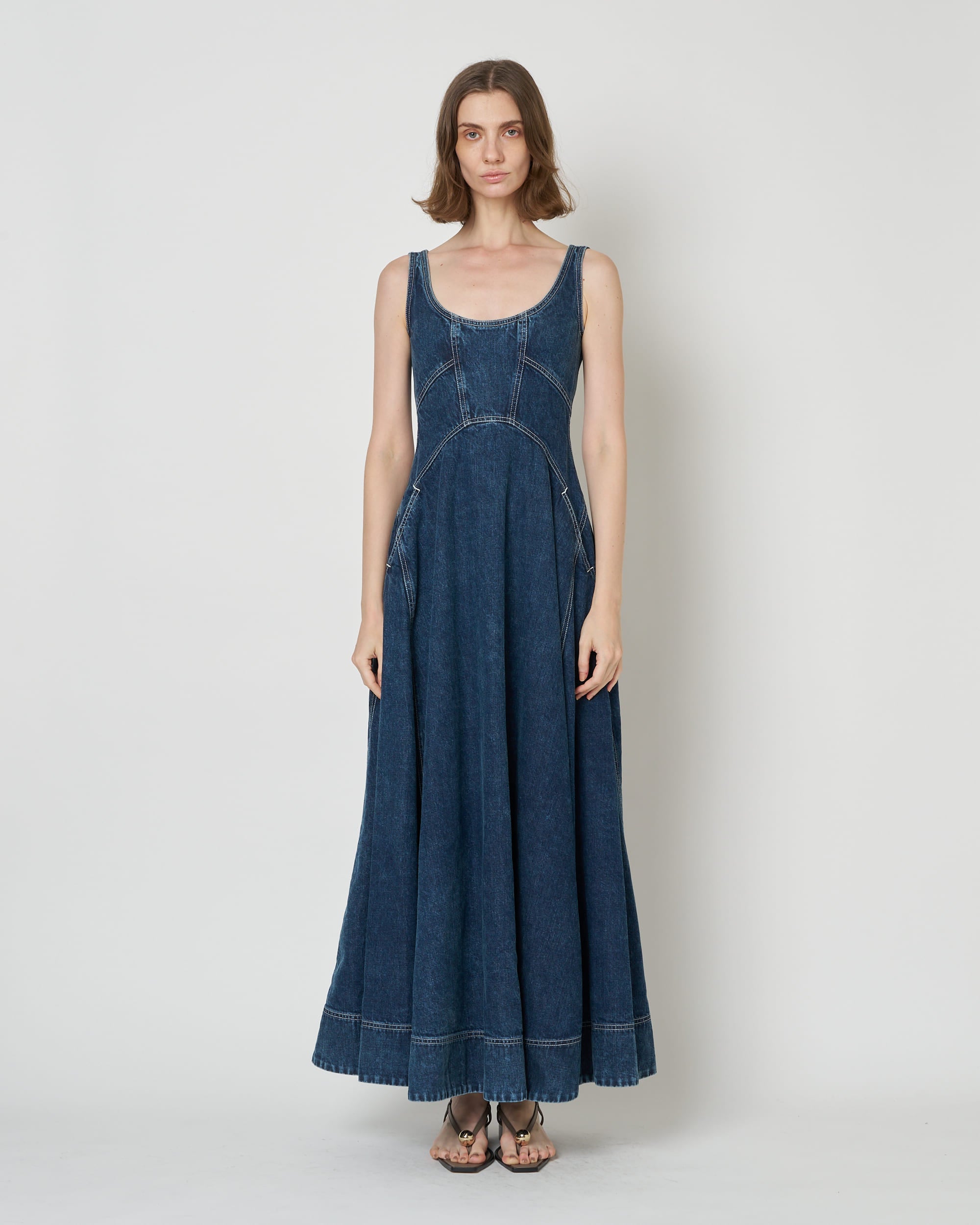NALEEN - ROUND NECK DENIM DRESS（SOLD OUT）