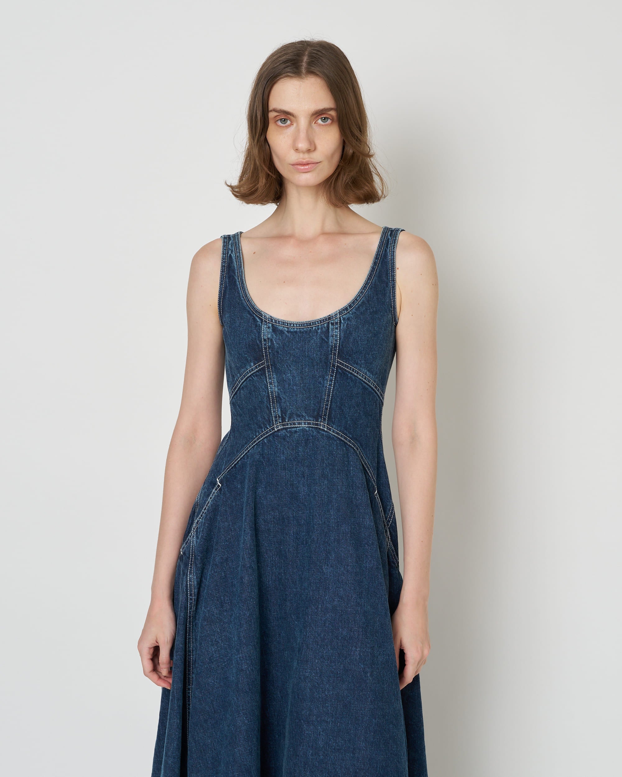 NALEEN - ROUND NECK DENIM DRESS（SOLD OUT）