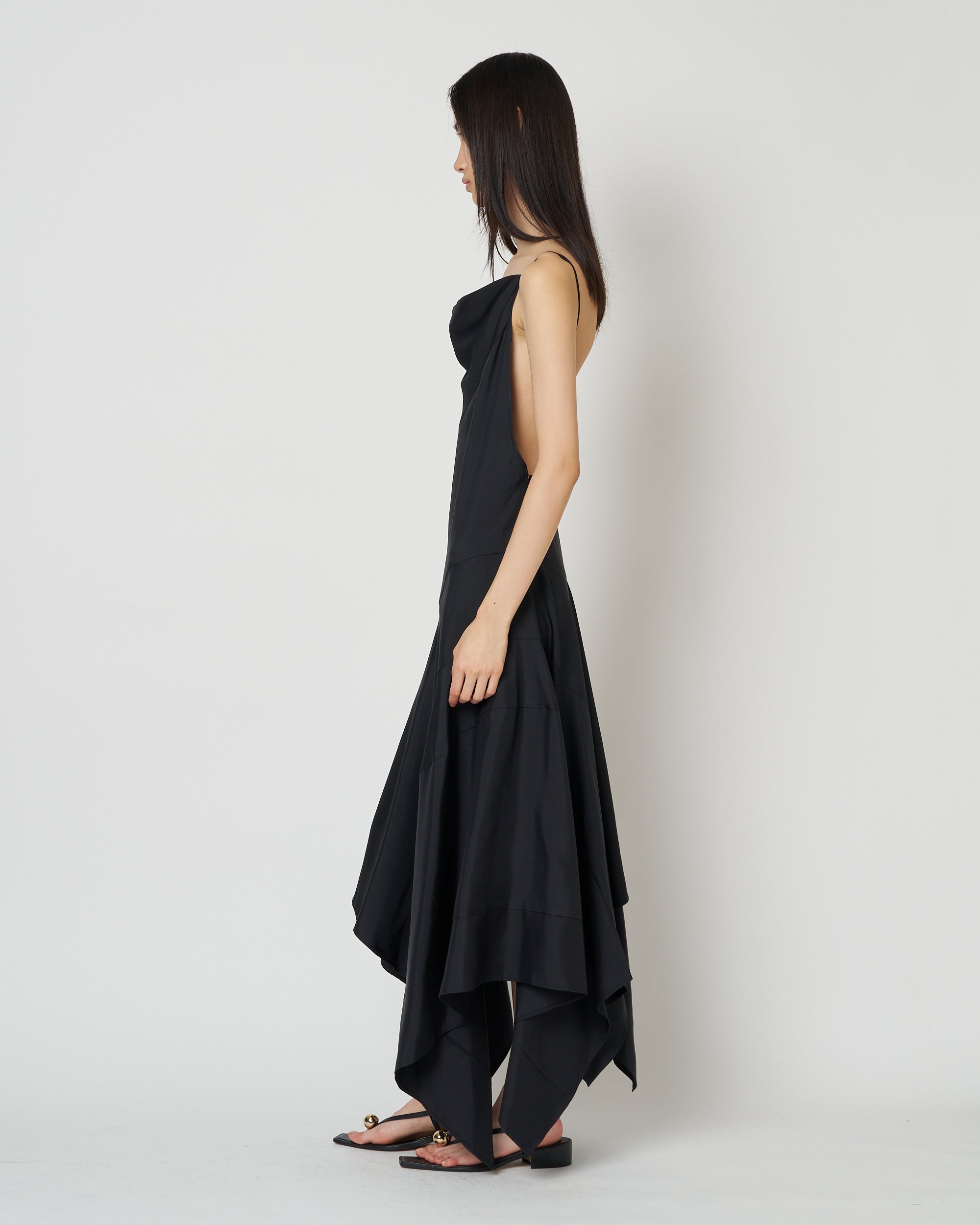【PRE ORDER】NOCTIS - ASYMMETRY STRAP NYLON SILK DRESS