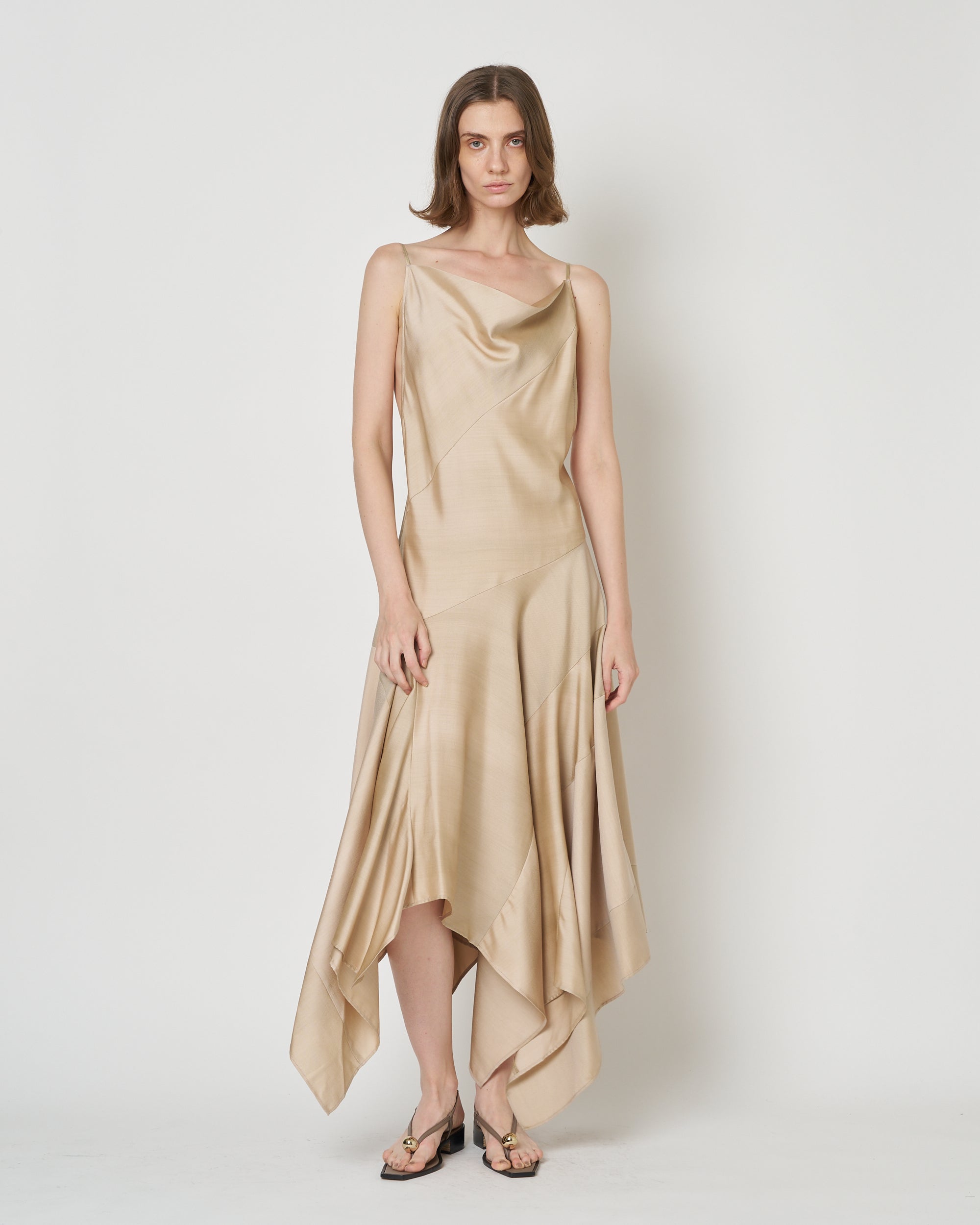 【PRE ORDER】NOCTIS - ASYMMETRY STRAP NYLON SILK DRESS