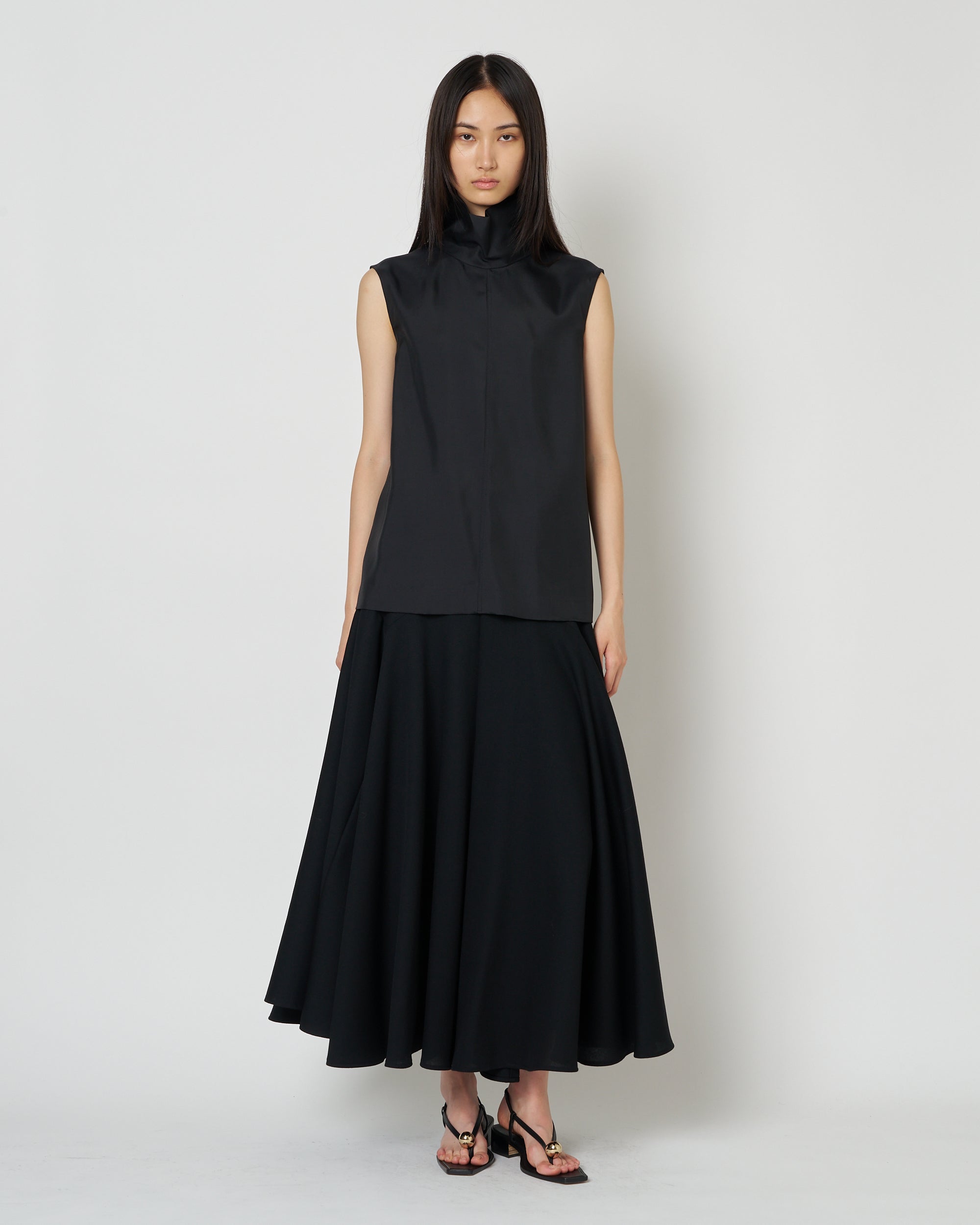 【PRE ORDER】NAOS - STAND COLLAR SILK NYLON TOP