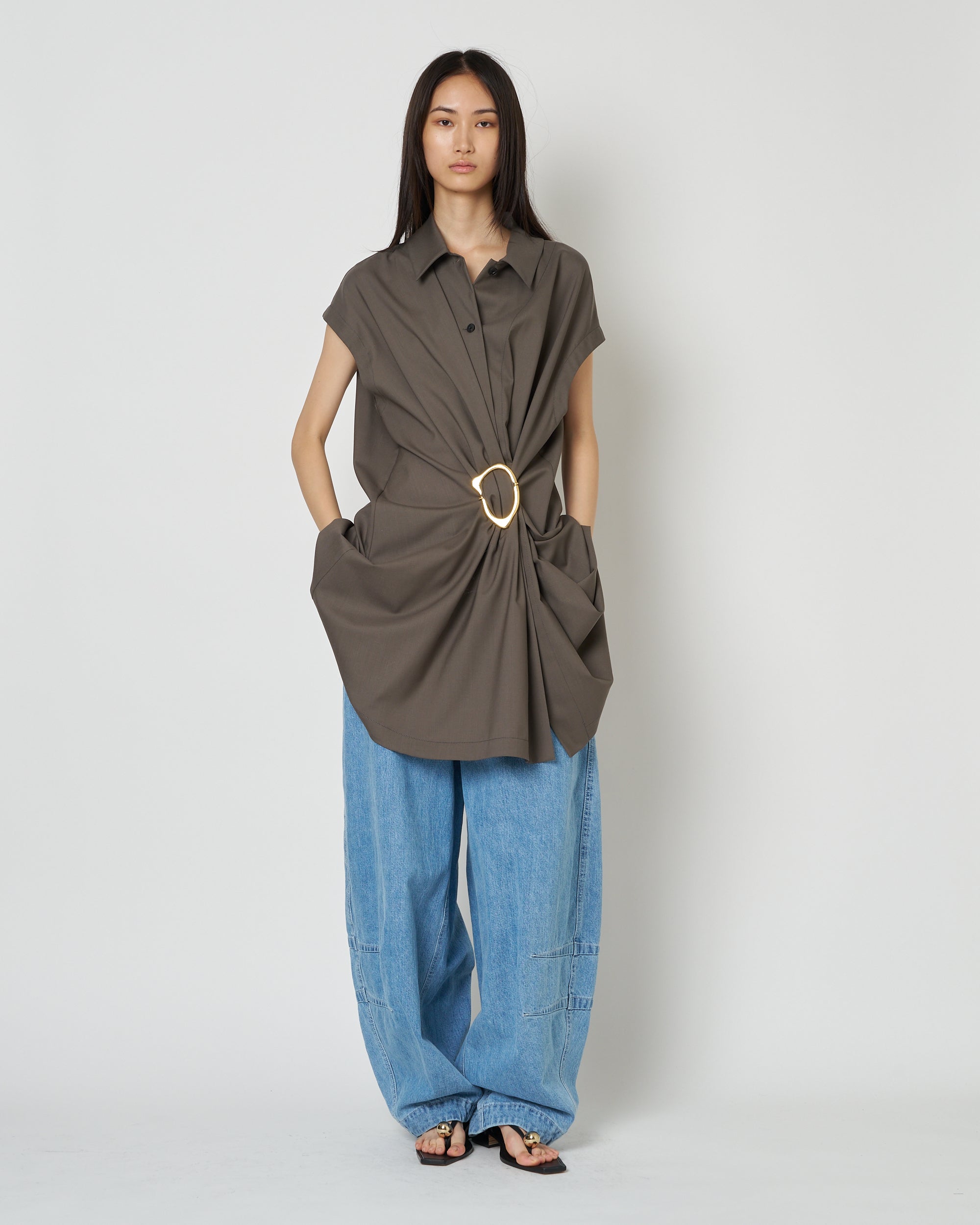 【PRE ORDER】NOA - WOOL GATHERED TOP WITH BUCKLE