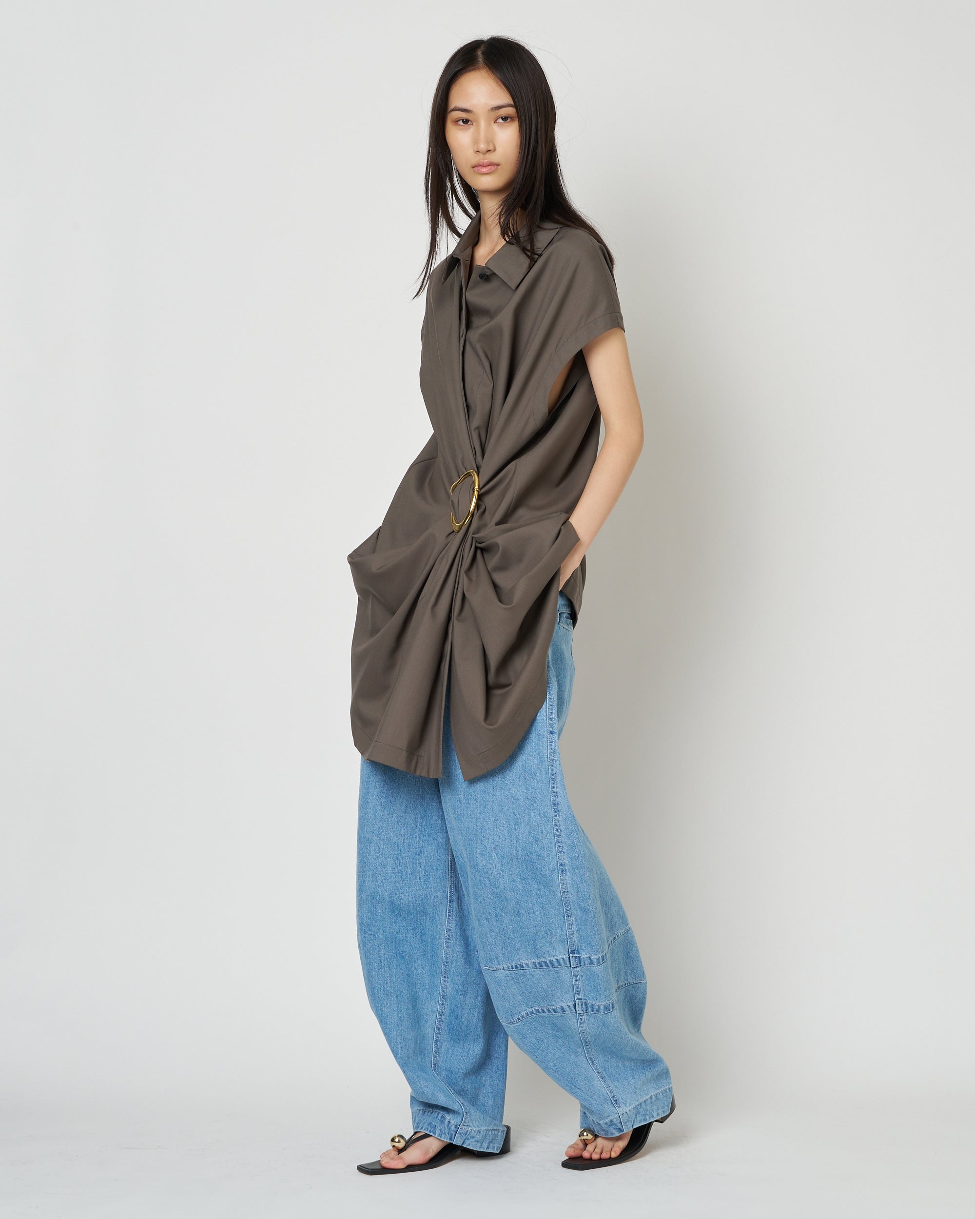 【PRE ORDER】NOA - WOOL GATHERED TOP WITH BUCKLE