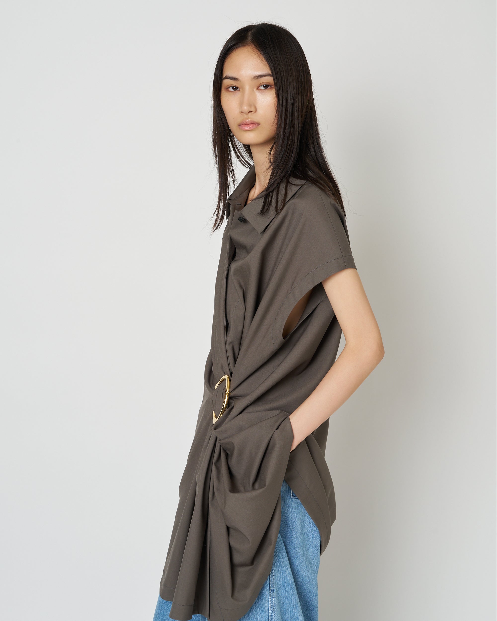 【PRE ORDER】NOA - WOOL GATHERED TOP WITH BUCKLE