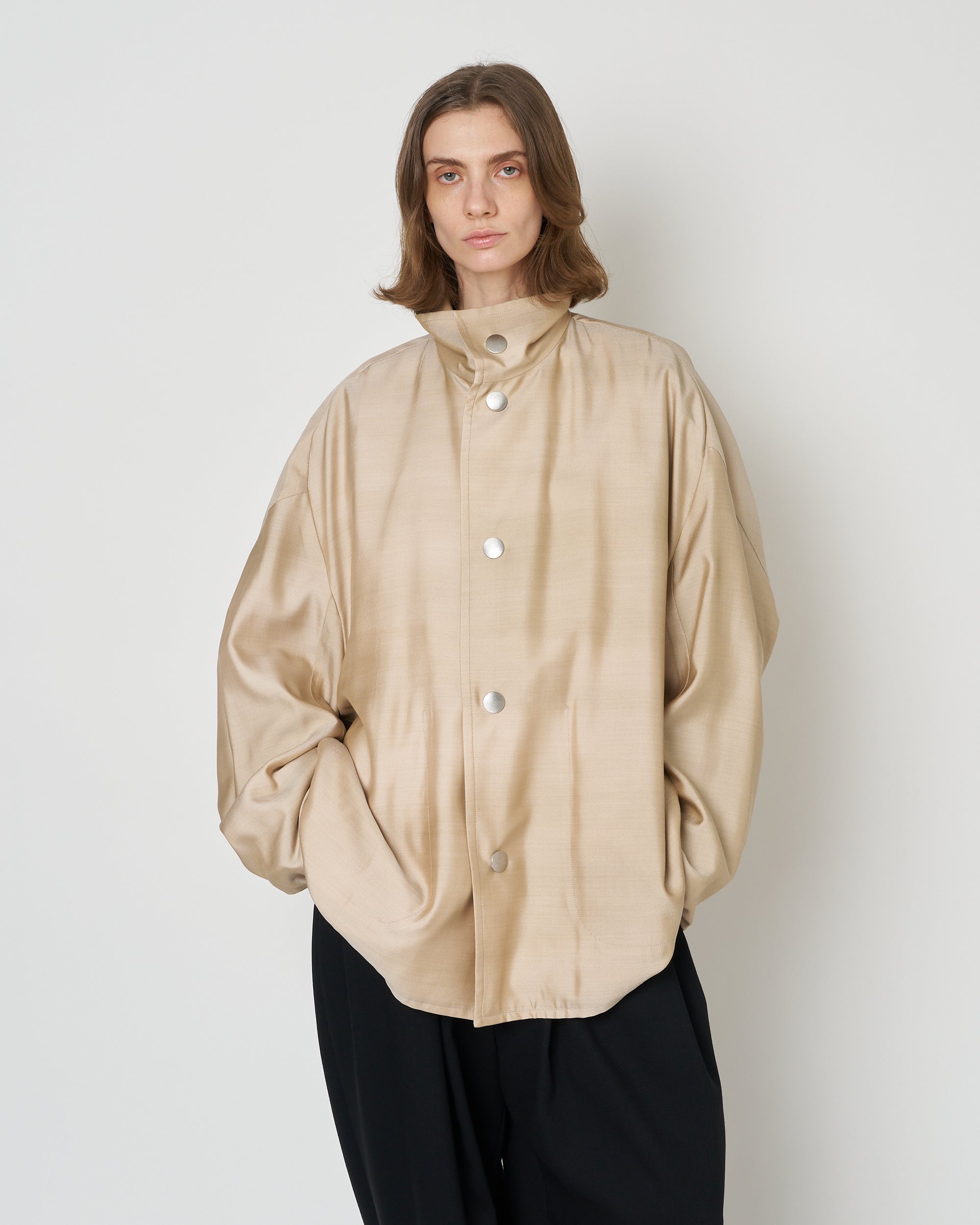 【PRE ORDER】NIMES - SILK NYLON STAND COLLAR JACKET
