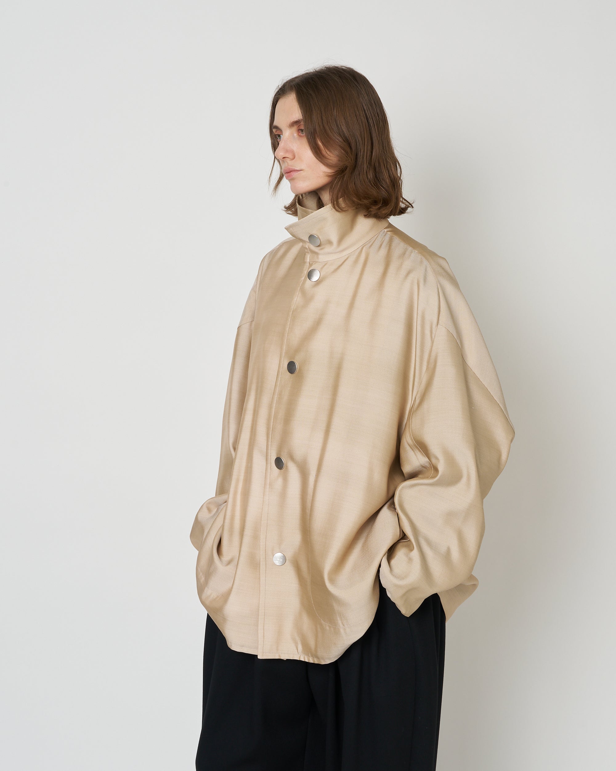 【PRE ORDER】NIMES - SILK NYLON STAND COLLAR JACKET