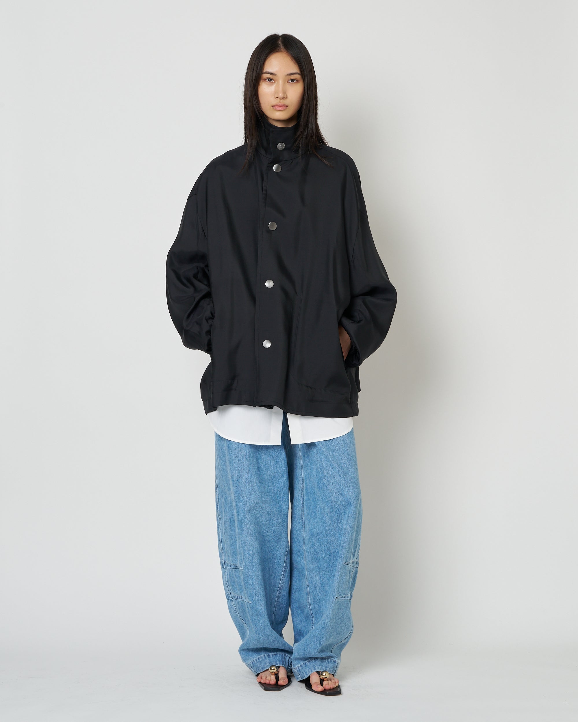 【PRE ORDER】NIMES - SILK NYLON STAND COLLAR JACKET