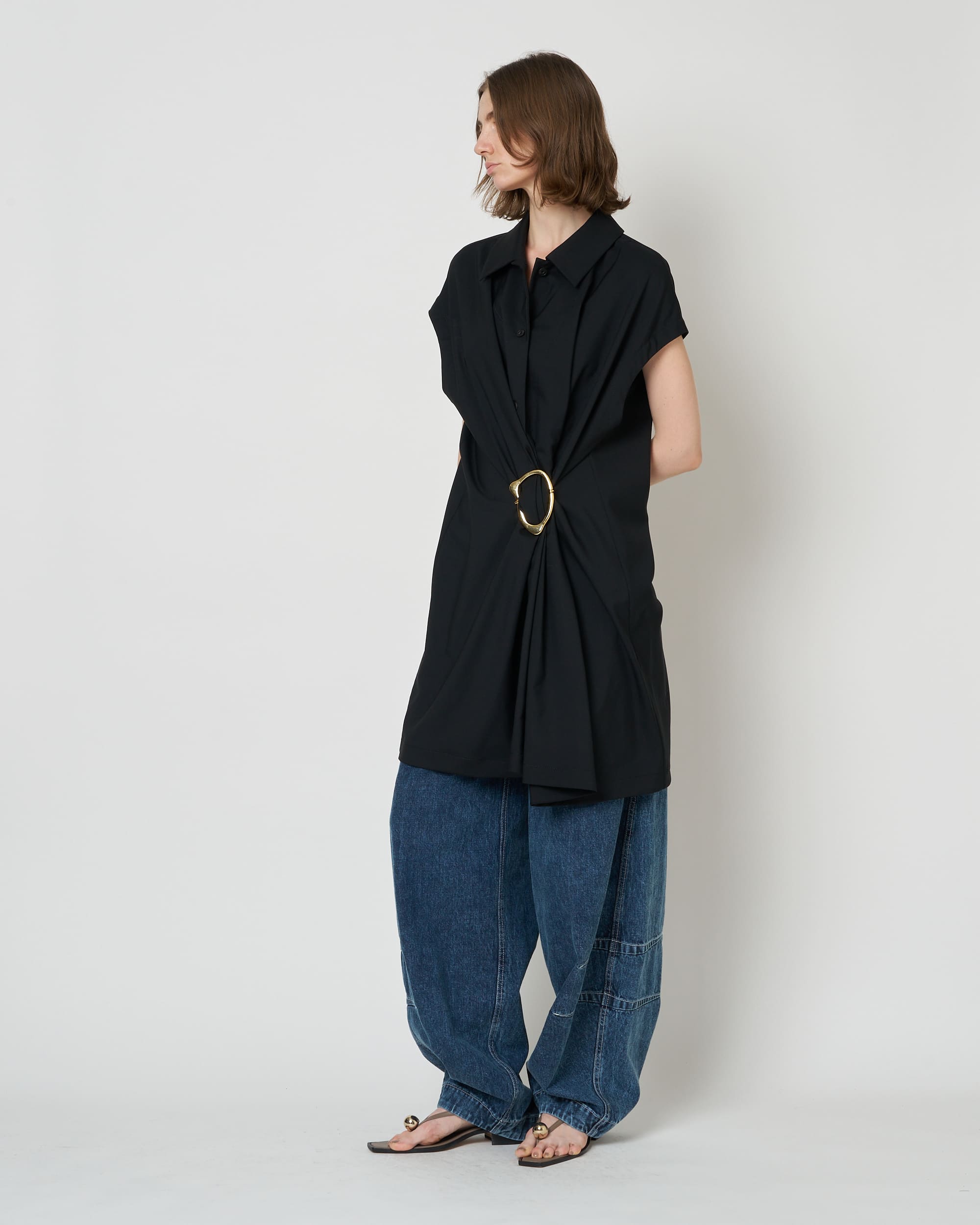 NOA - WOOL GATHERED TOP WITH BUCKLE